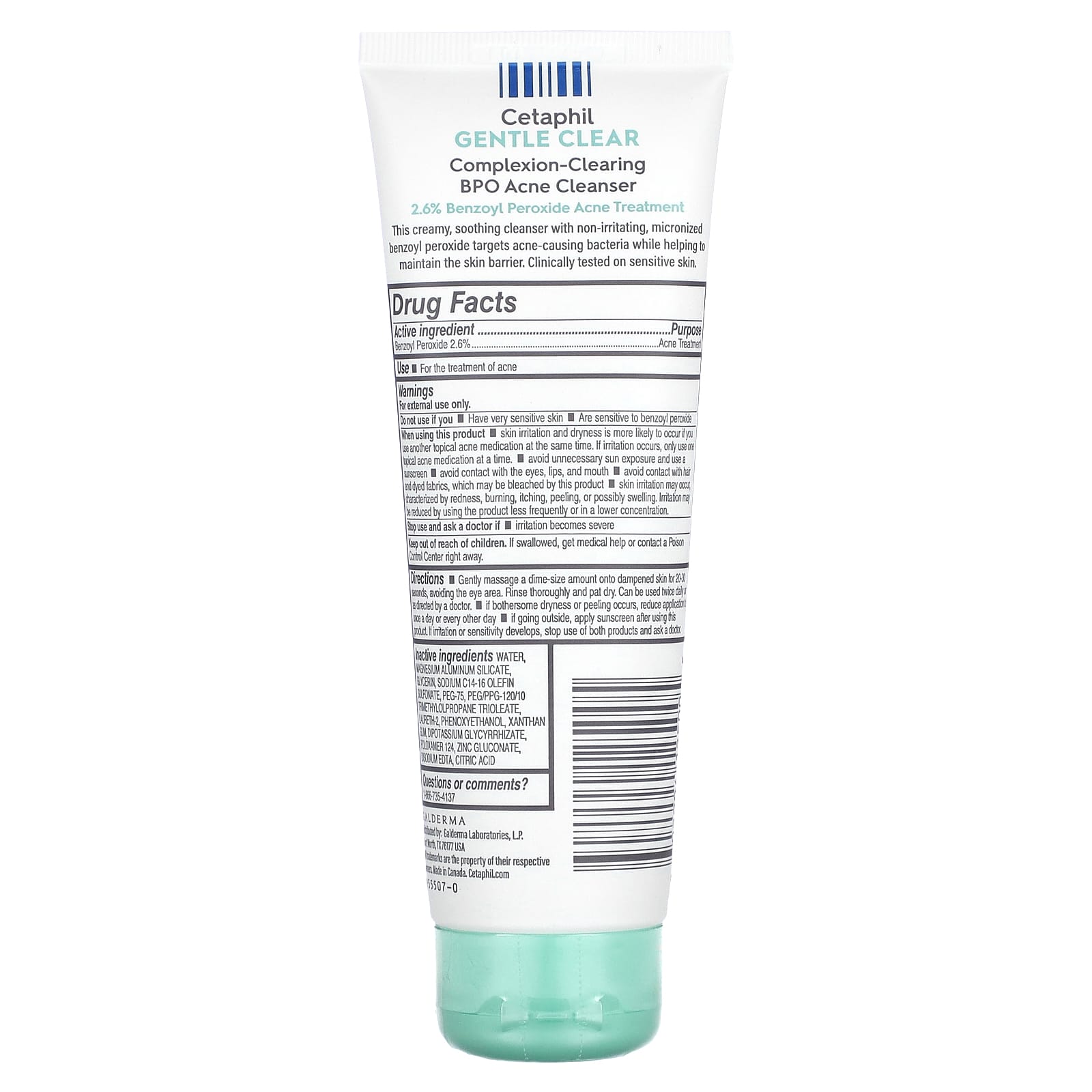 Cetaphil Gentle Acne Cleanser, Benzoyl Peroxide, 4.2 fl oz - Image 2