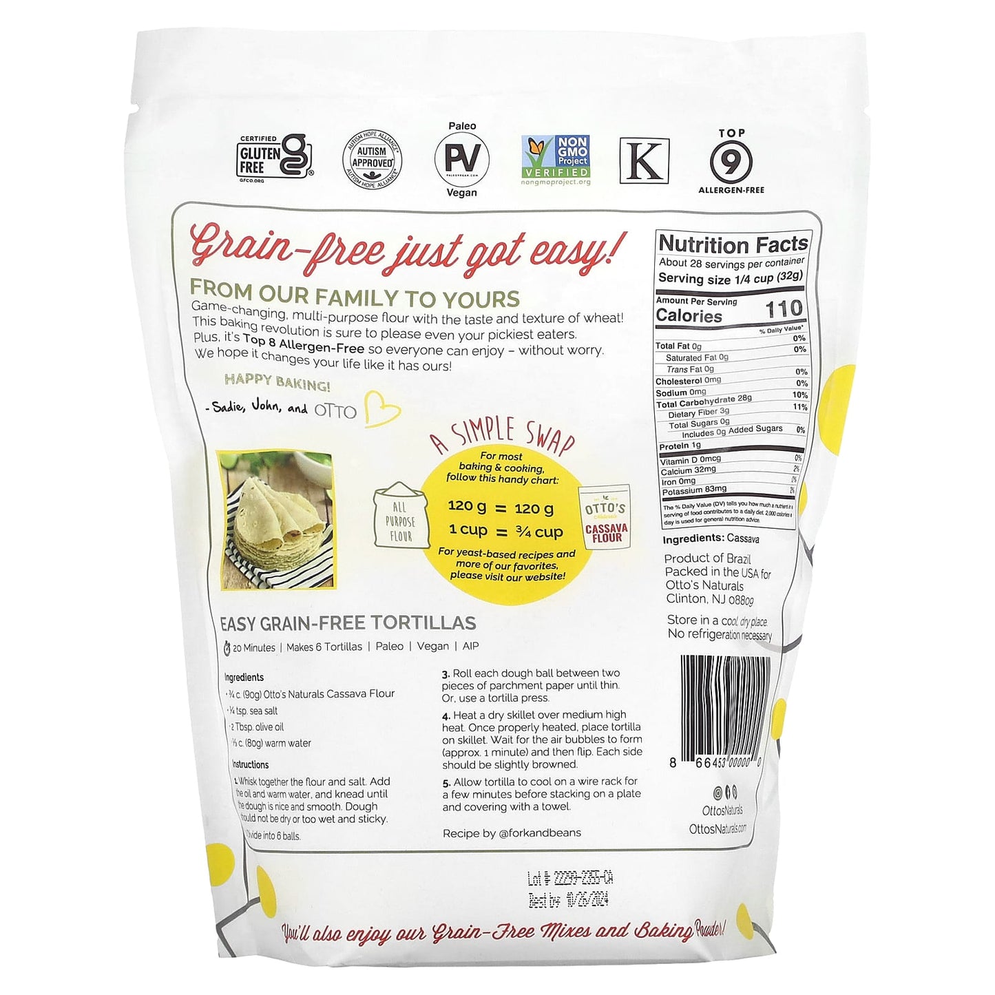 Otto's Naturals, Multi-Purpose Cassava Flour, 32 oz (907 g) - Image 2