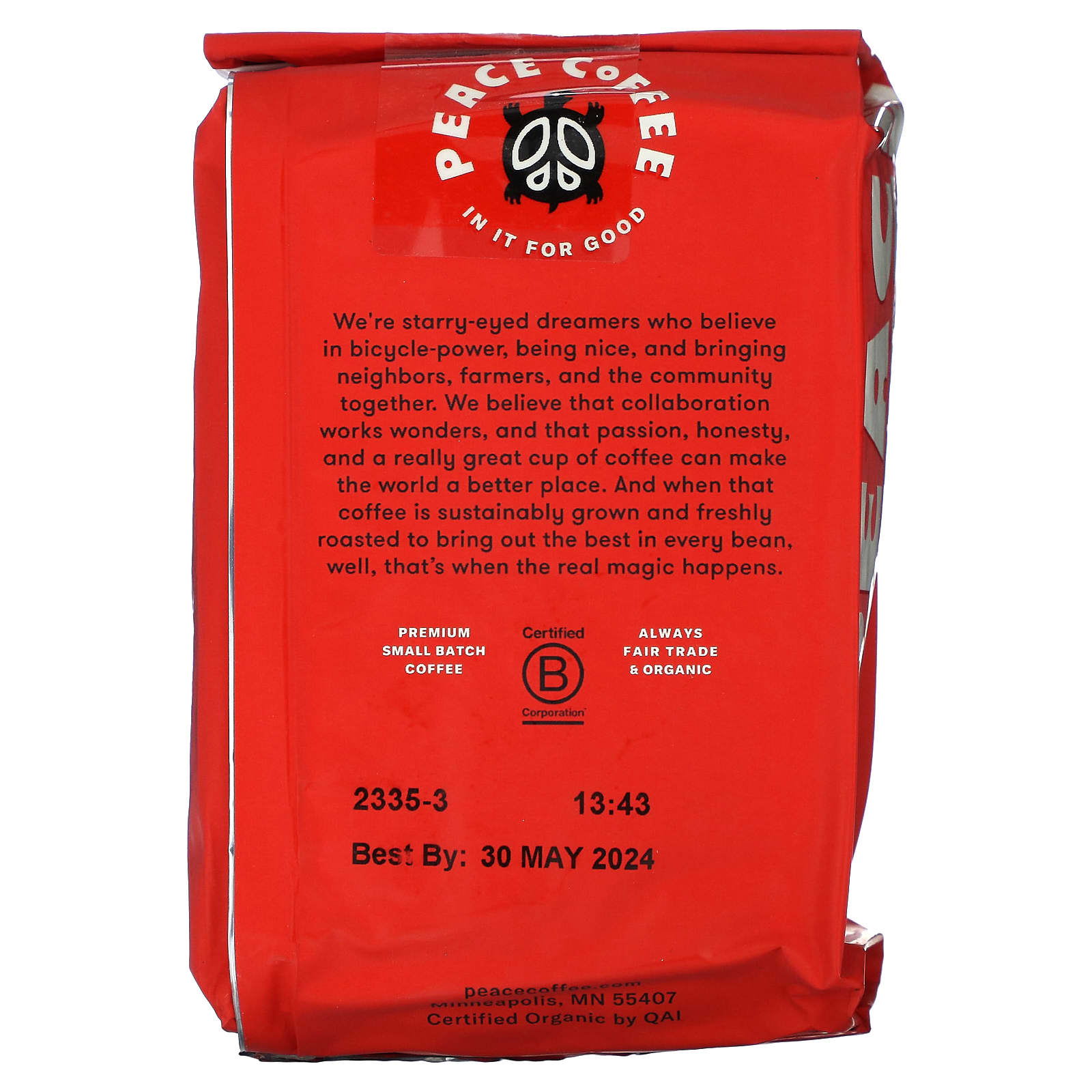 Peace Coffee, Organic Twin Cities, Ground, Dark Roast, 12 oz (340 g) - Image 2