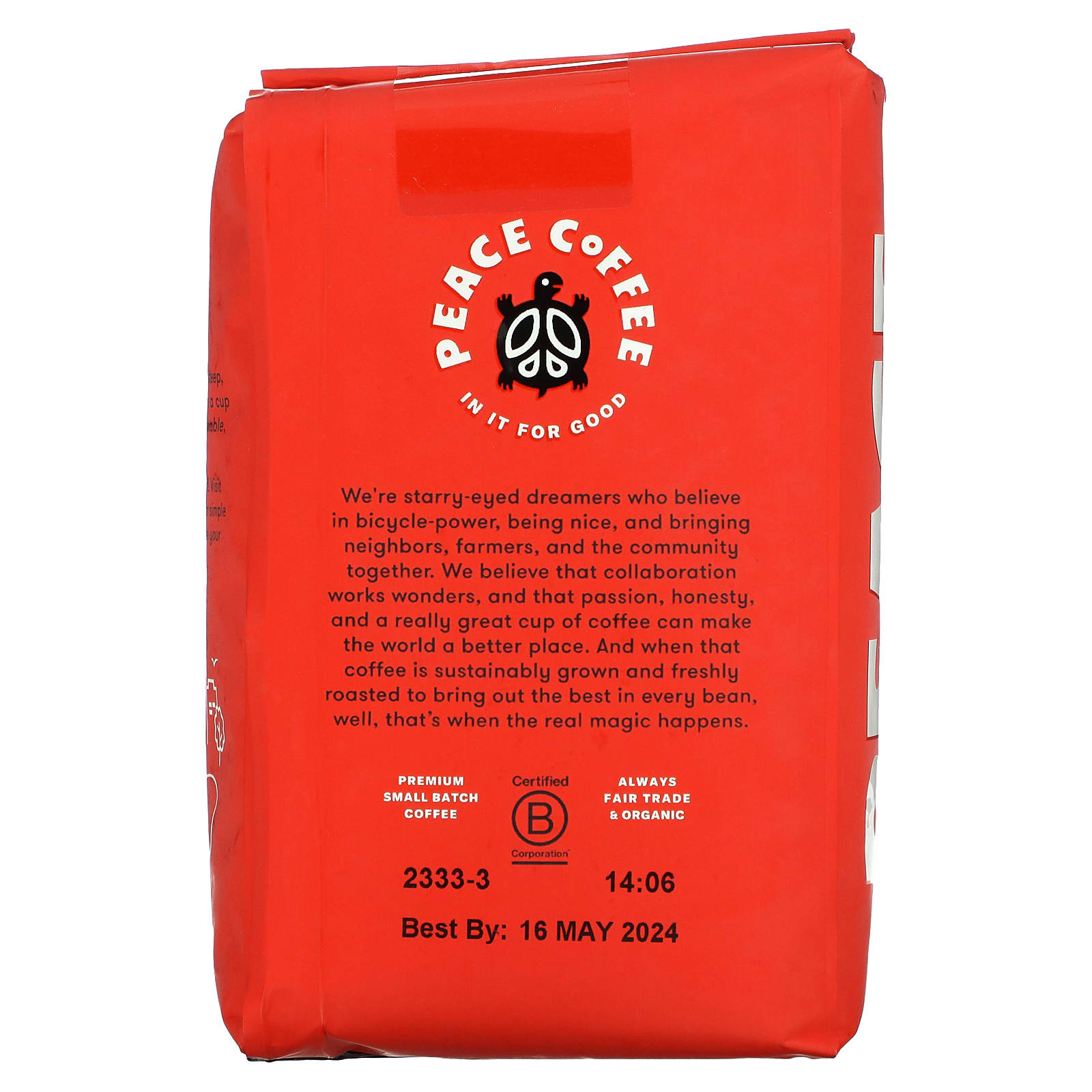 Peace Coffee, Organic French Roast, Whole Bean, Dark Roast, 12 oz (340 g) - Image 2
