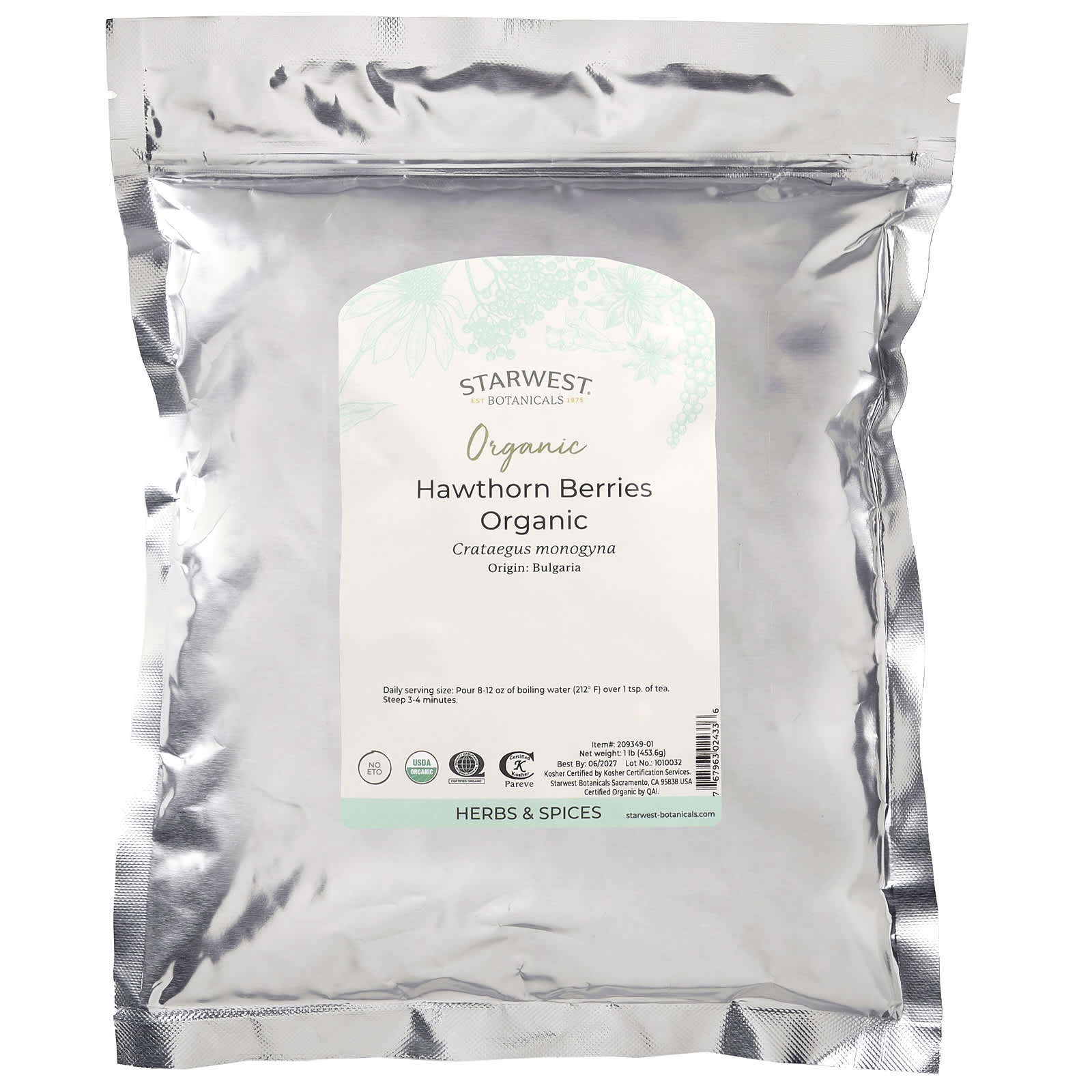 Starwest Botanicals, Organic Hawthorn Berries, 1 lb (453.6 g) - Image 2