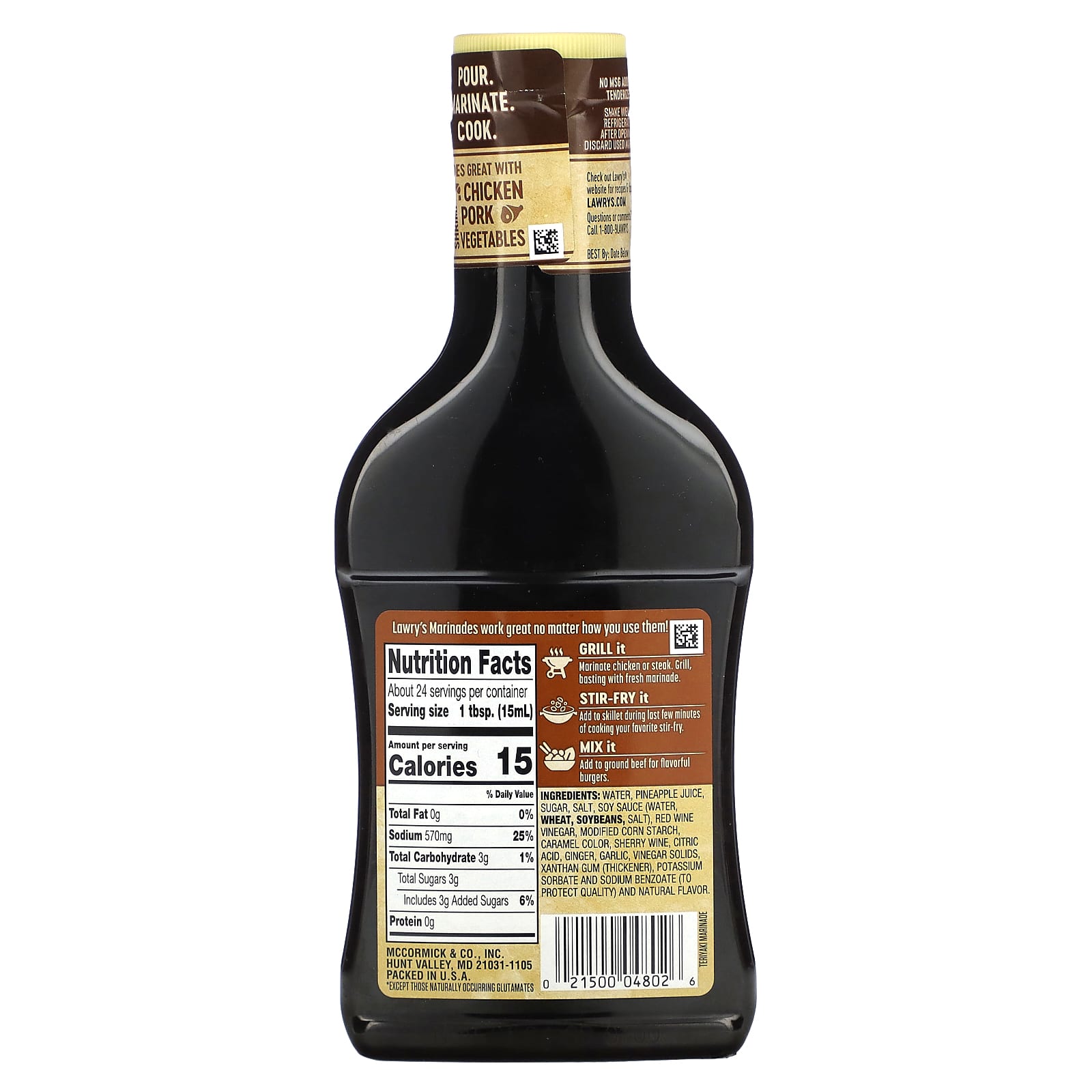 Lawry's, Marinade, Teriyaki With Pineapple Juice, 12 fl oz (354 ml) - Image 2