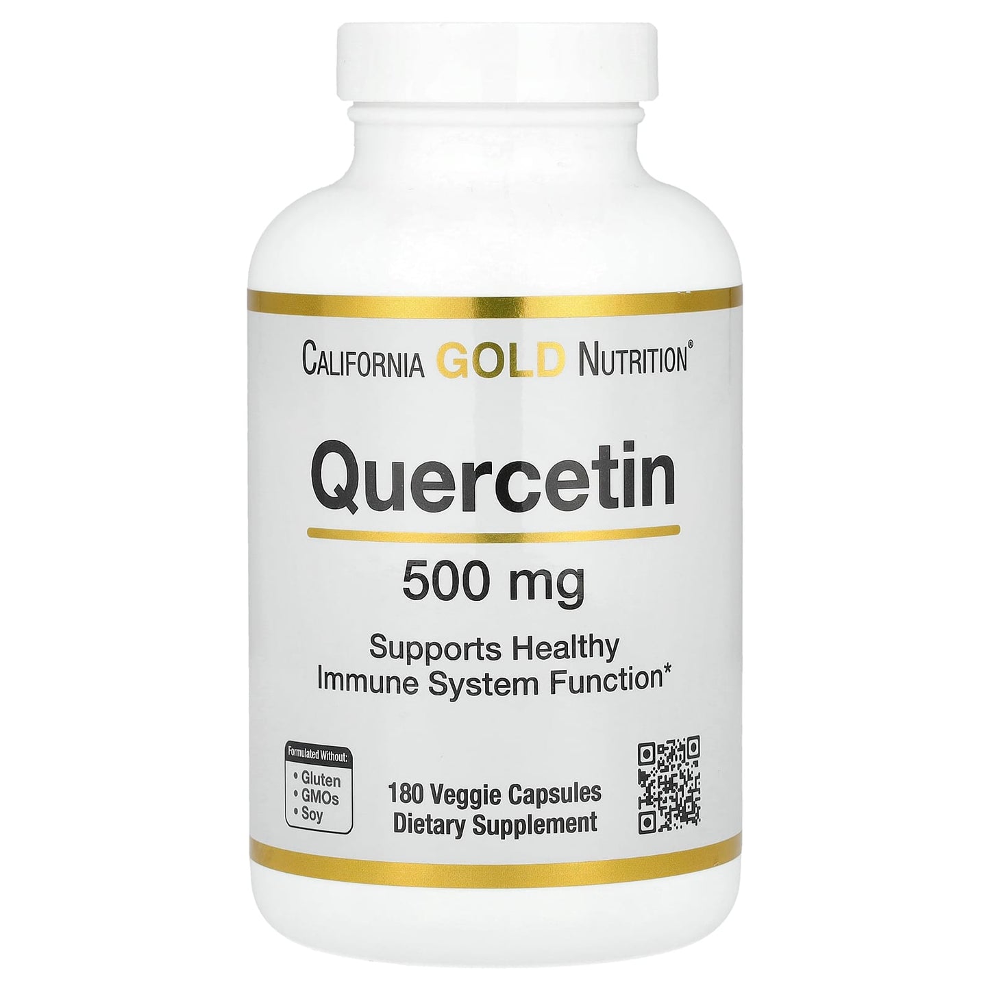 California Gold Nutrition Quercetin 500mg 180 Veggie Capsules - Immune Support - Image 1