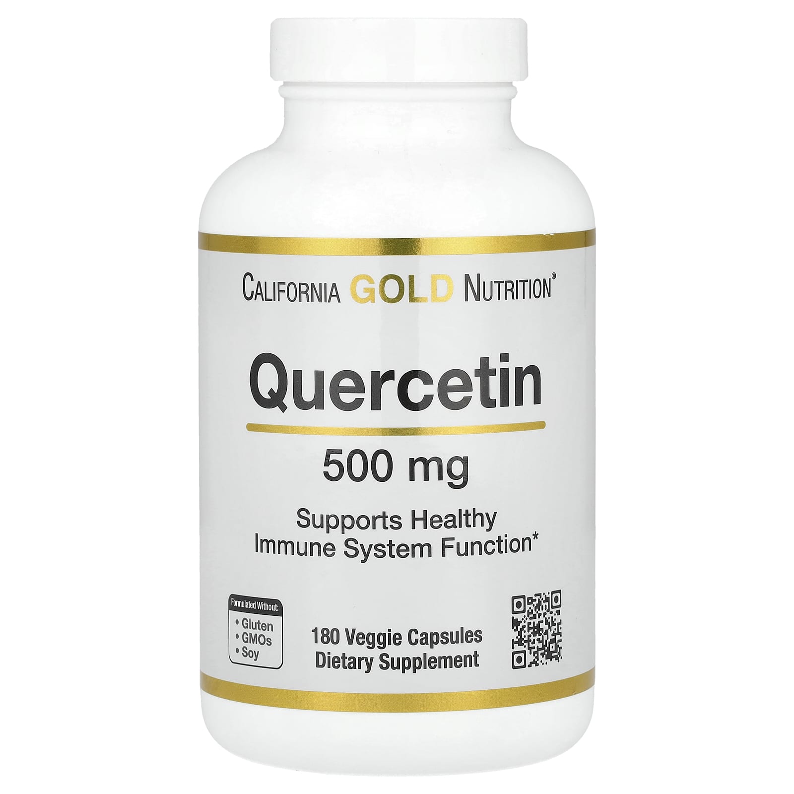 California Gold Nutrition Quercetin 500mg 180 Veggie Capsules - Immune Support - Image 1