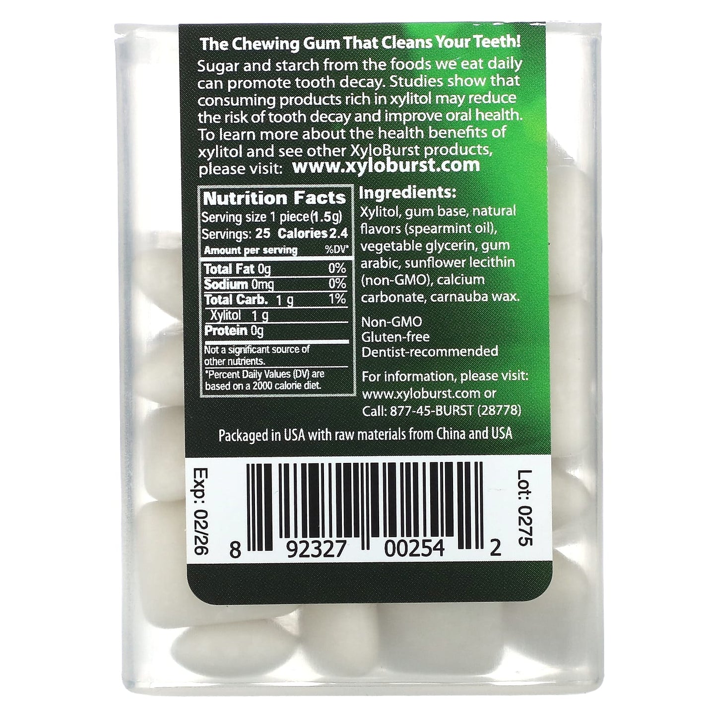 Xyloburst, Xylitol Gum, Spearmint, 25 Pieces - Image 2