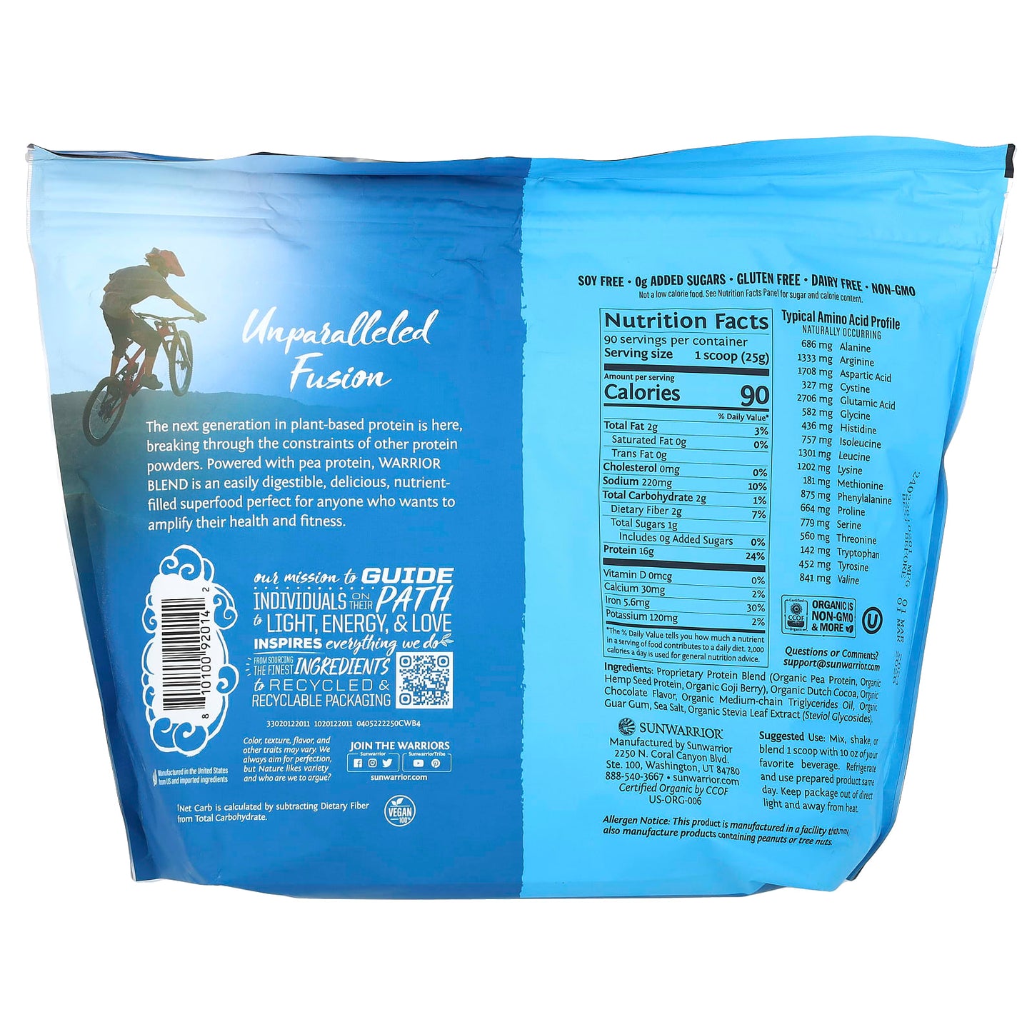 Sunwarrior, Warrior Blend, Protein, Chocolate, 4.96 lb (2.25 kg) - Image 2