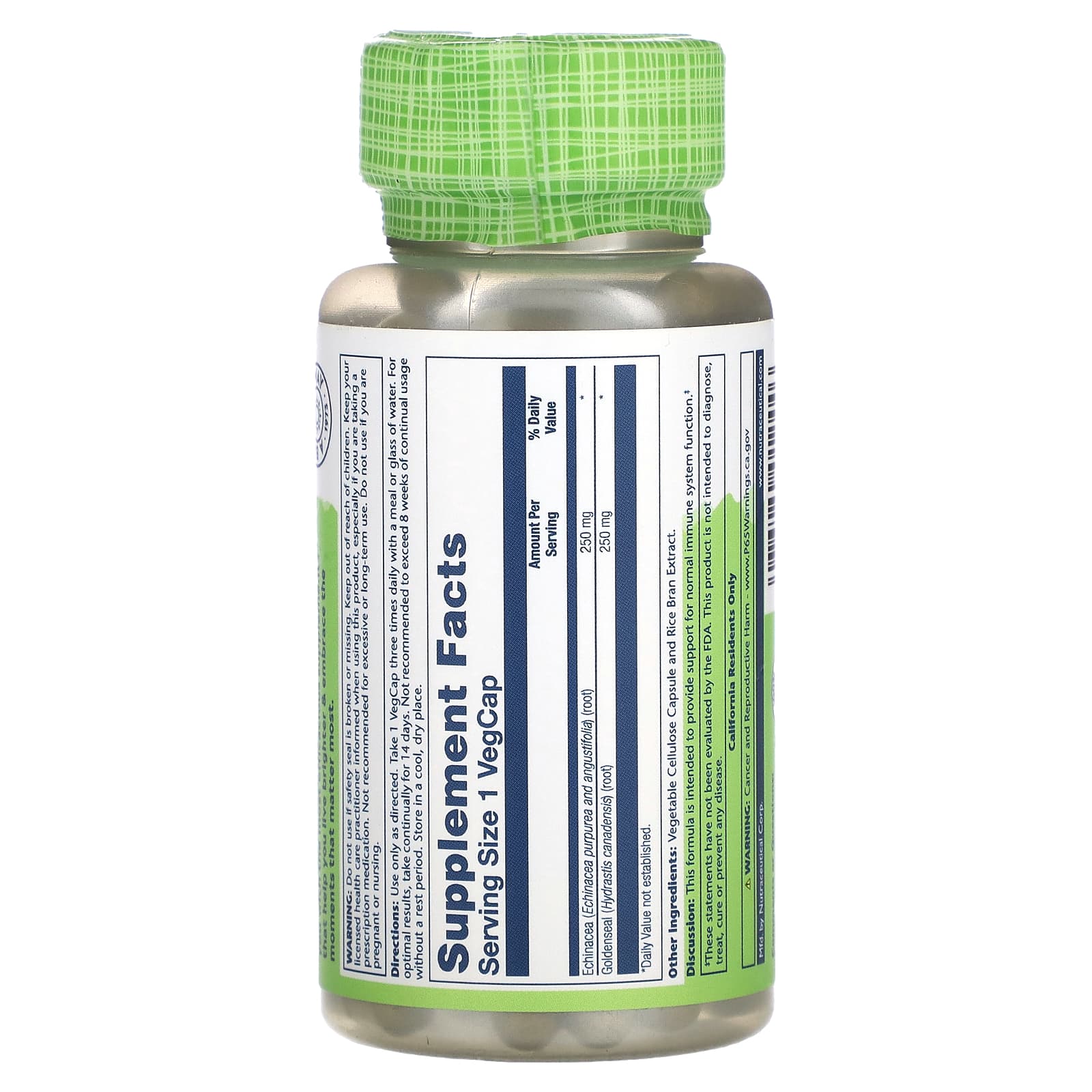 Solaray, True Herbs, Echinacea Goldenseal, 500 mg, 100 VegCaps - Image 2