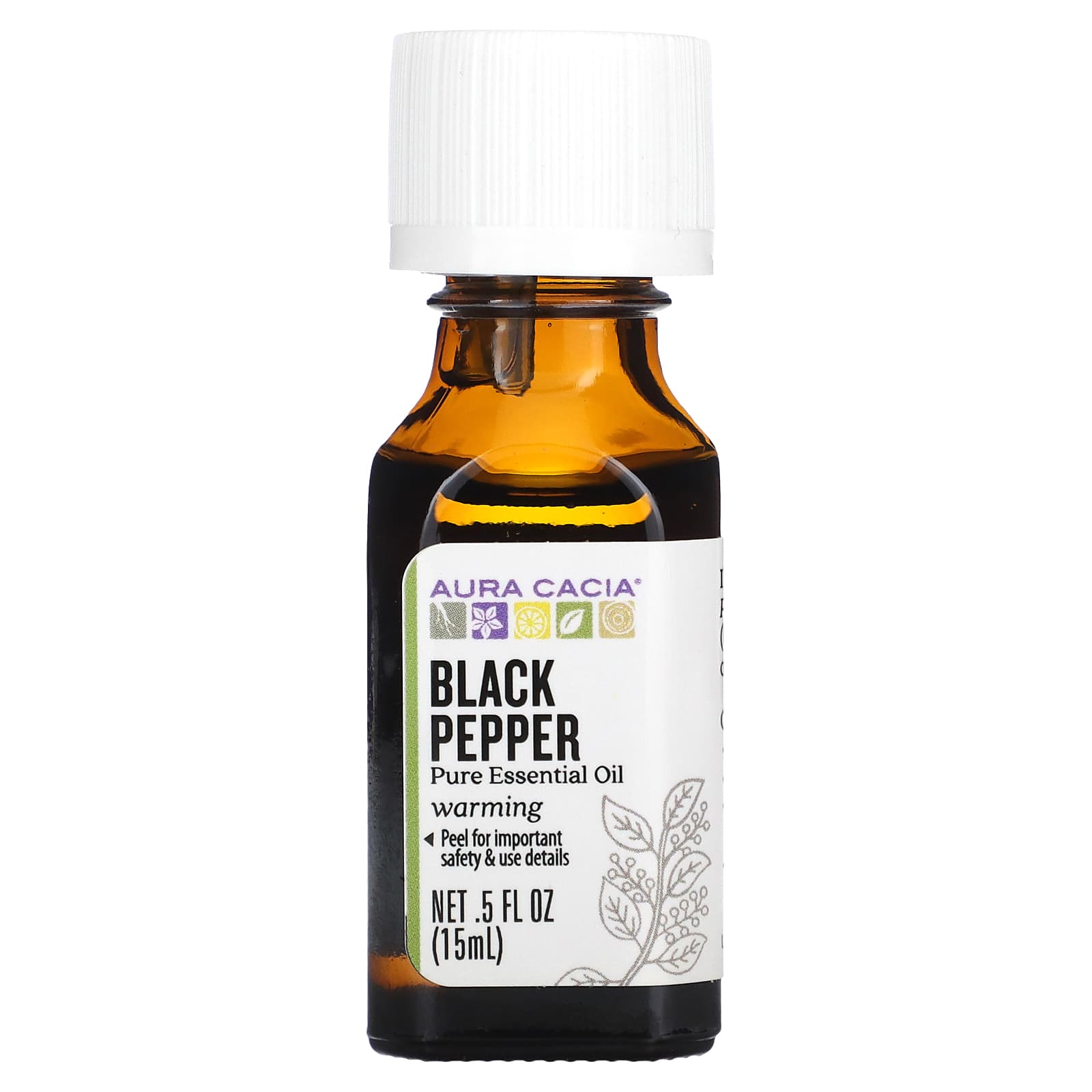 Black Pepper Essential Oil by Aura Cacia - 0.5 fl oz (15 ml) - Image 1