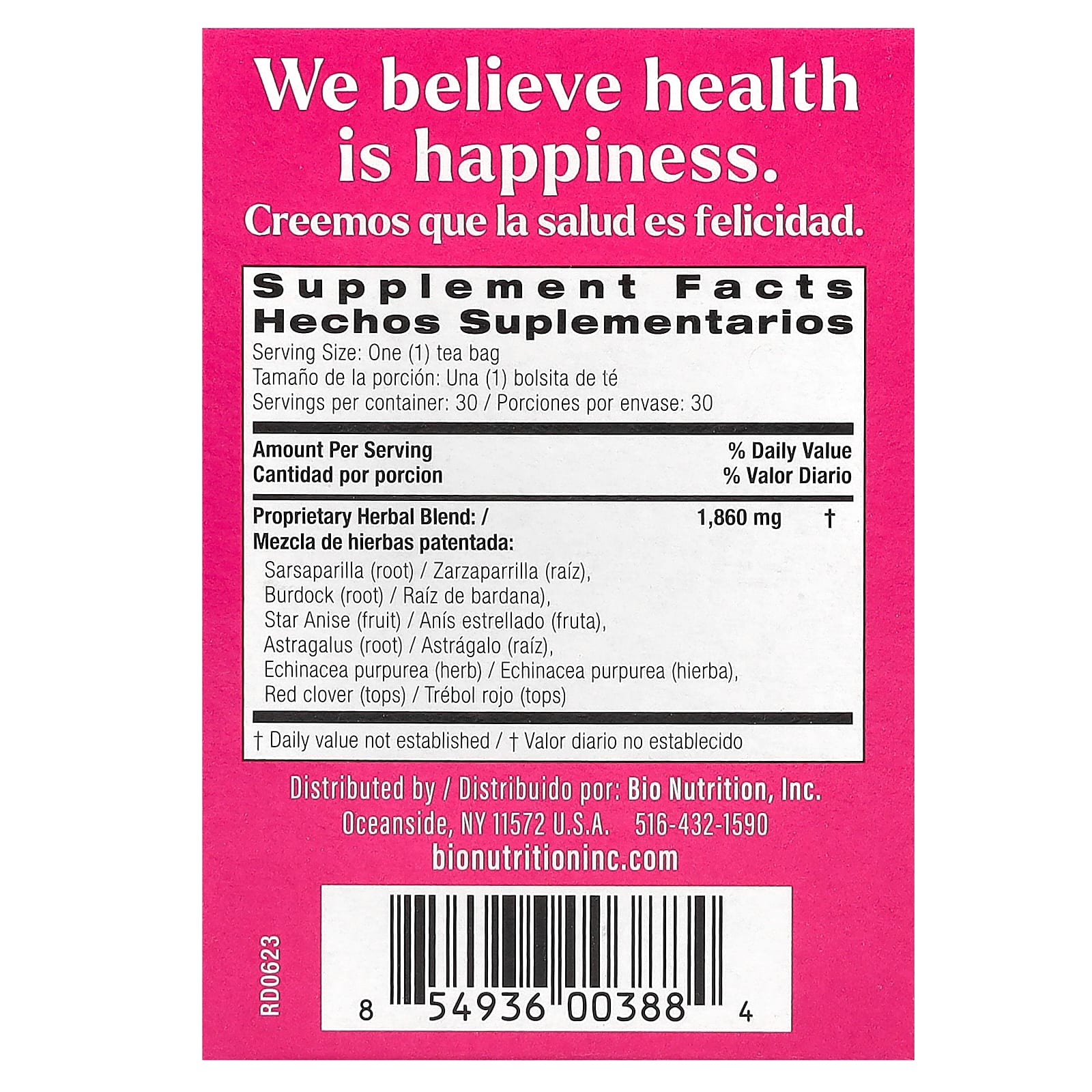 Bio Nutrition, Lymph Support Tea, Caffeine Free, 30 Tea Bags, 2 oz (56 g)