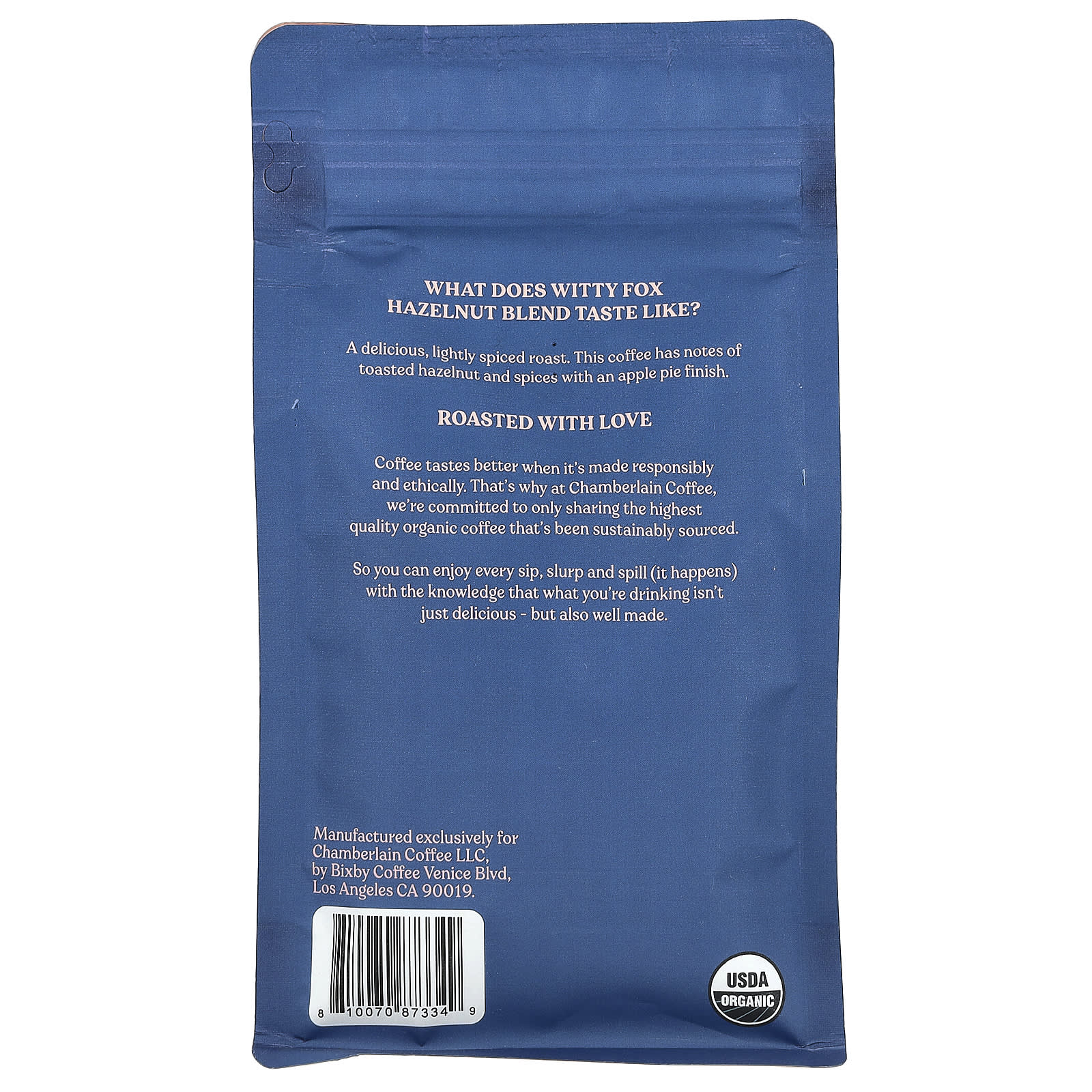 Chamberlain Coffee USDA Organic Hazelnut Blend, Medium Roast, 12 oz - Image 2