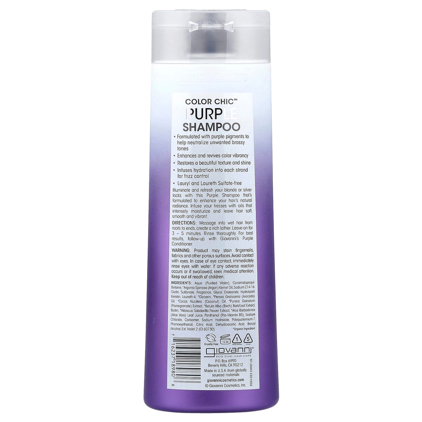 Purple Shampoo for Blonde, Gray & Silver Hair by Giovanni - Color-Safe & Cruelty-Free - Image 2