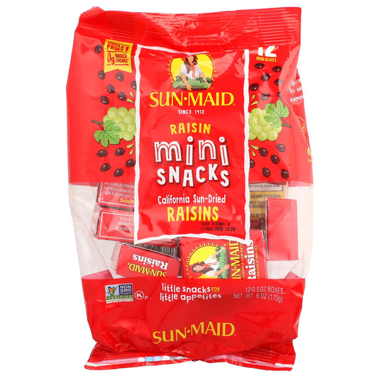 Sun-Maid, Raisin Mini Snacks, 12 Boxes, 0.5 oz Each - Image 1