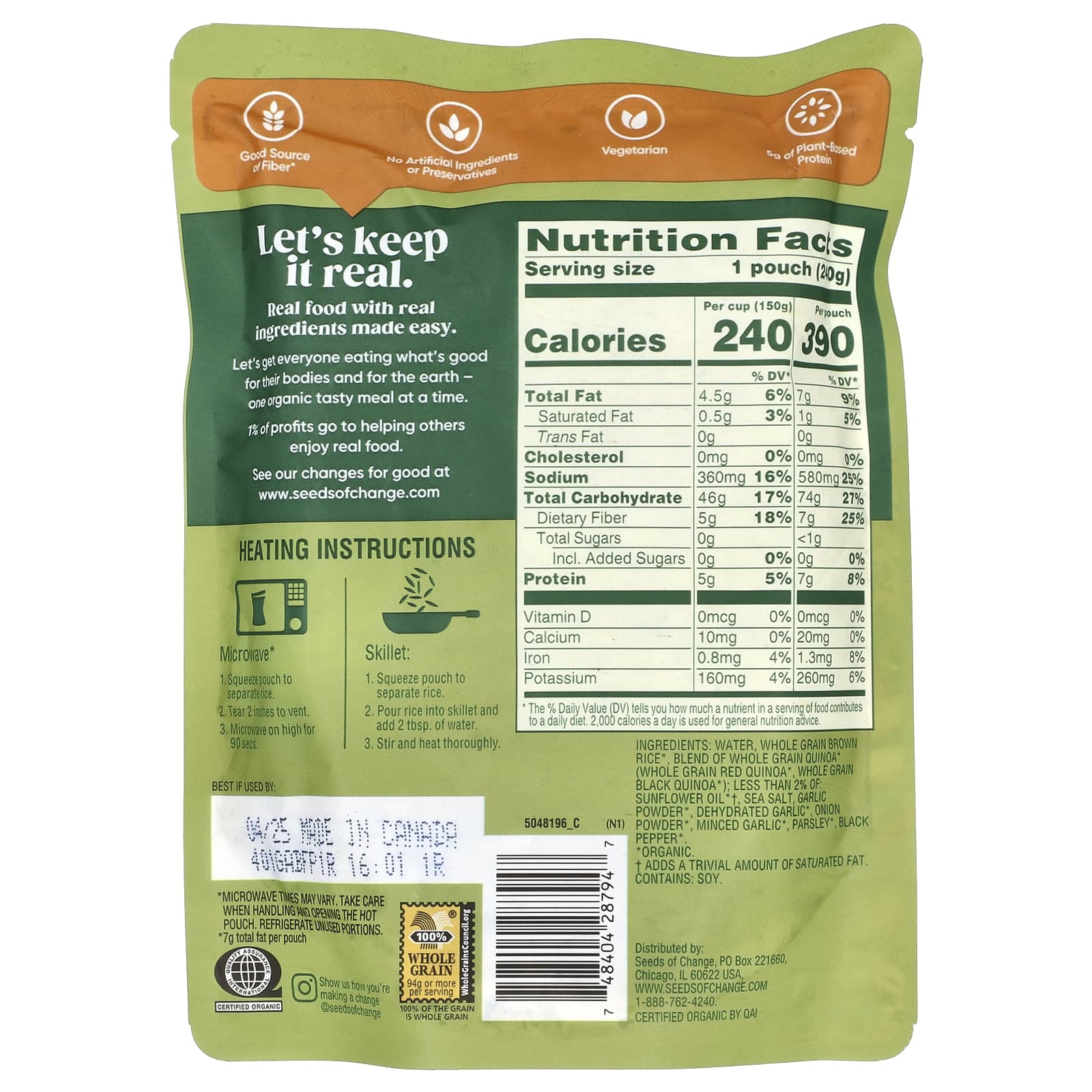 Seeds of Change, Organic Quinoa & Brown Rice With Garlic, 8.5 oz (240 g) - Image 2