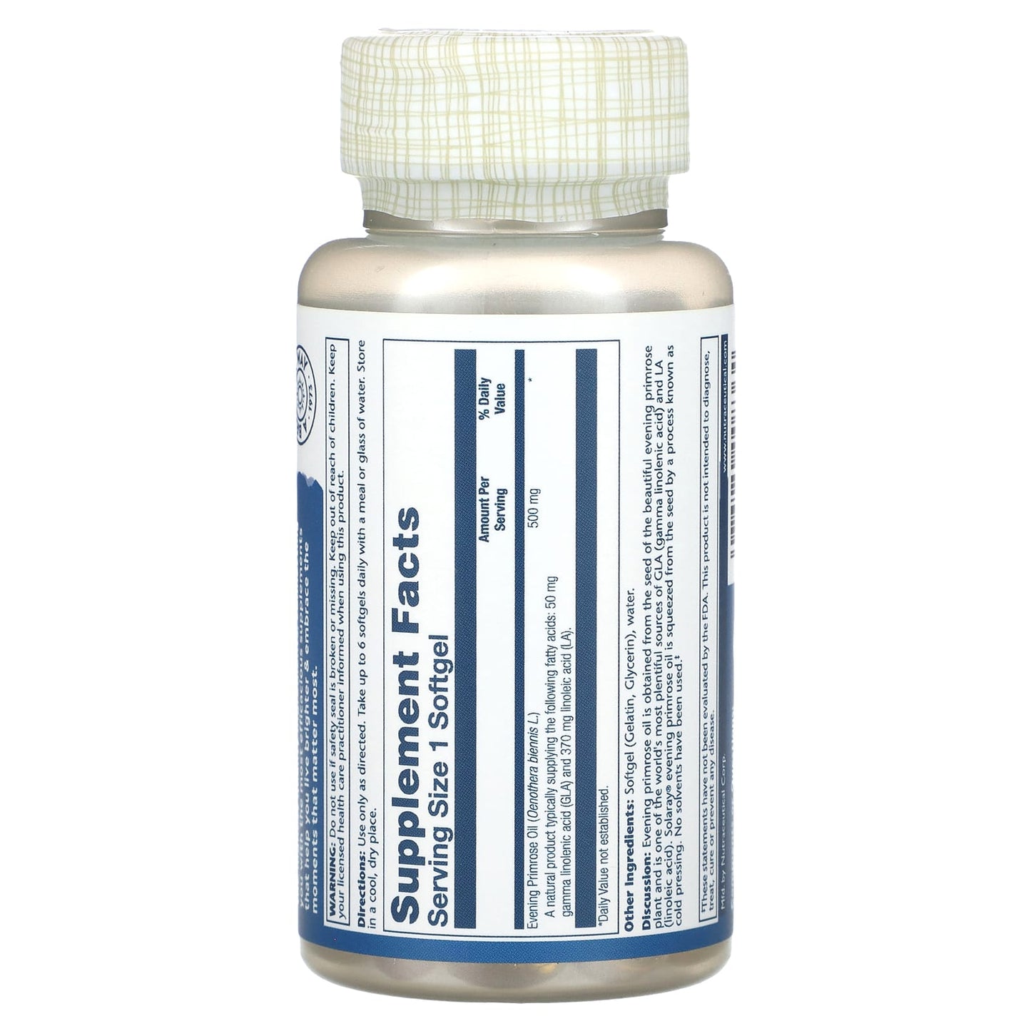 Solaray, Plant Sourced Evening Primrose Oil, 500 mg, 90 Softgels - Image 2