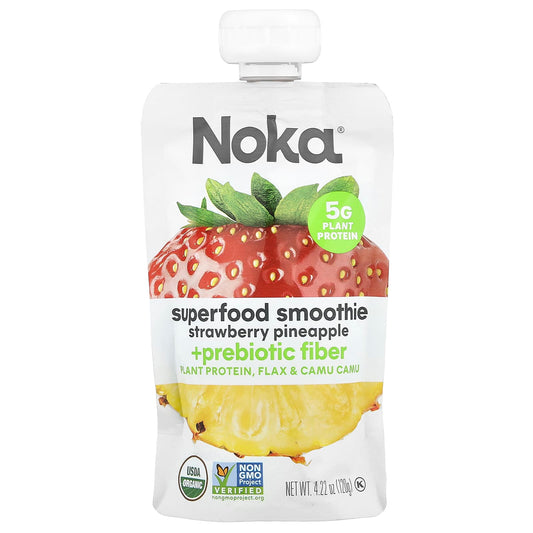 Noka, Superfood Smoothie + Prebiotic Fiber, Strawberry Pineapple, 4.22 oz (120 g) - Image 1