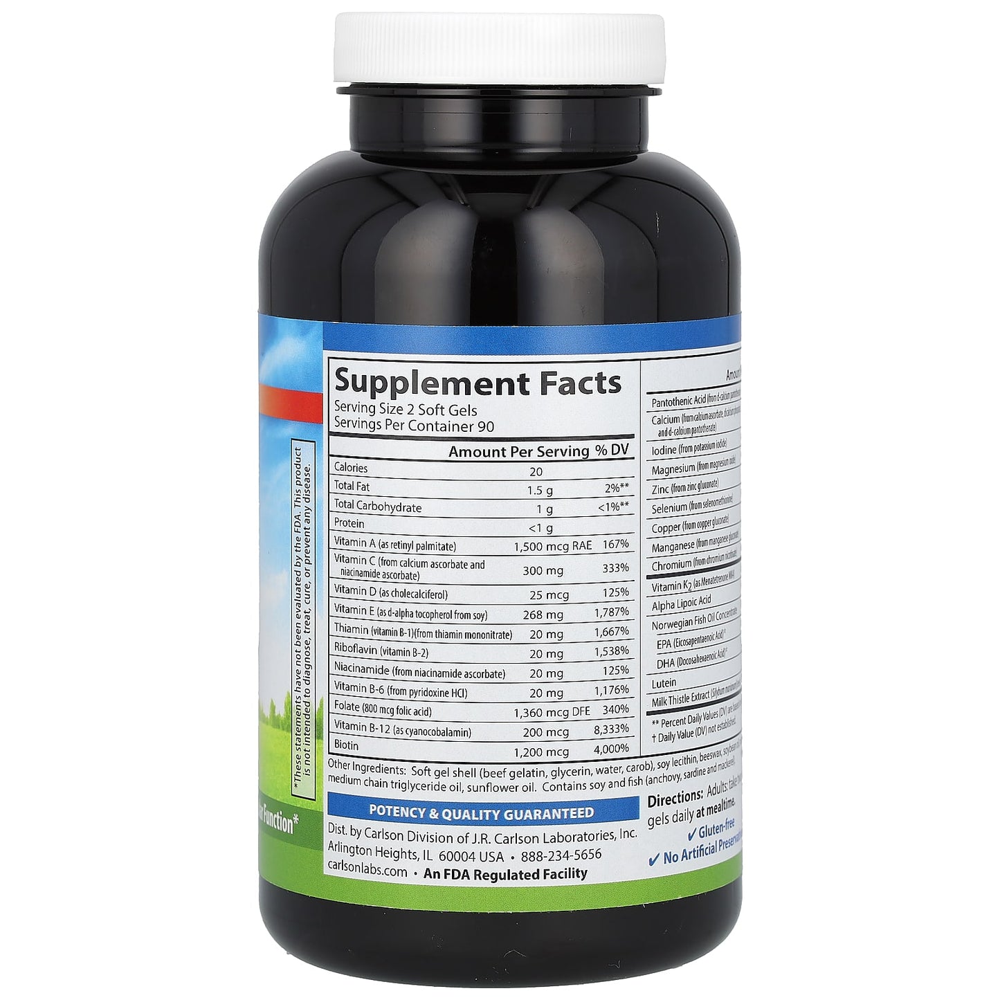 Carlson Nutra-Support Diabetes Support Supplement - 180 Soft Gels - Image 2