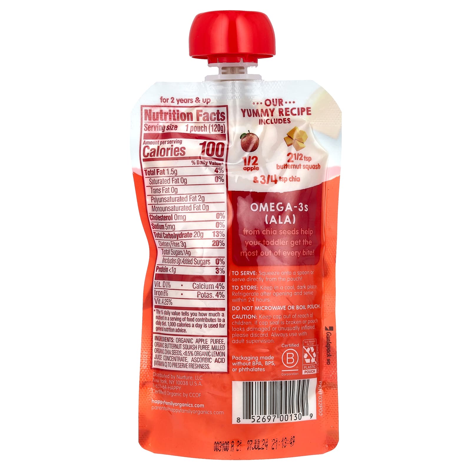 Happy Family Organics Superfoods for Toddlers (2+ Years) - Organic Apples & Chia - Image 2