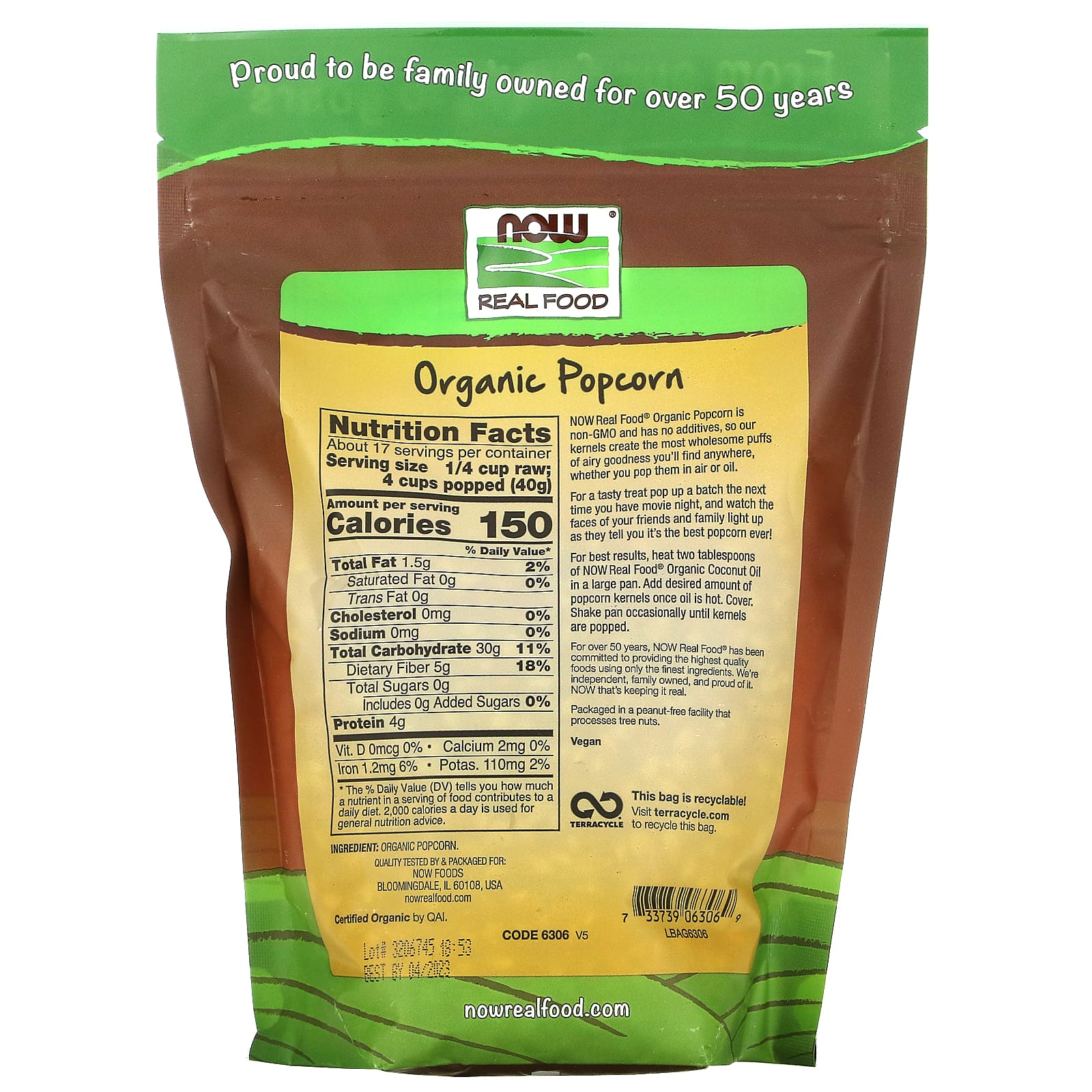 NOW Foods, Real Food, Organic Popcorn, 24 oz (680 g) - Image 2