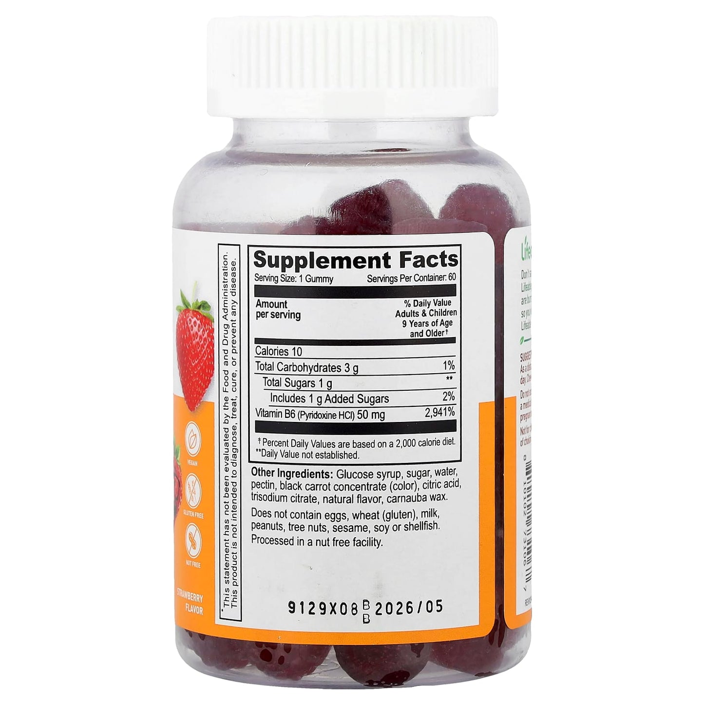 Lifeable, Kids Vitamin B6 Gummies, Strawberry, 60 Gummies (50 mg per Gummy)