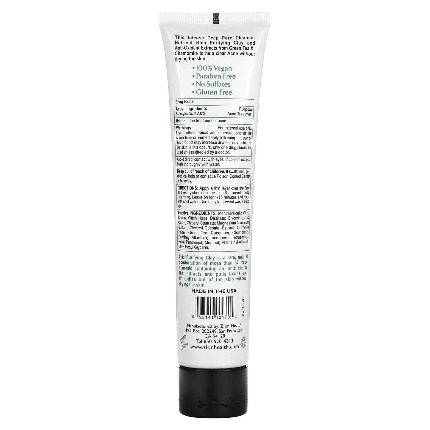 Zion Health, Adama, Ancient Clay AcneMask, Deep Pore Cleanser , 4 fl oz (120 ml) - Image 2