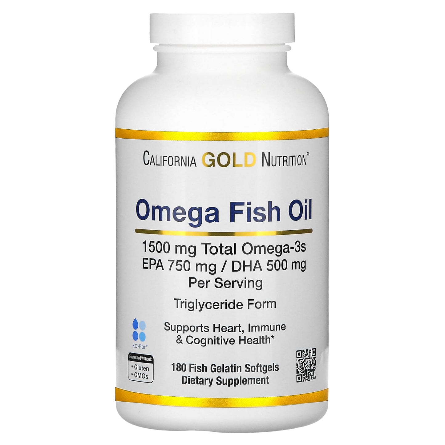 Norwegian Omega-3 Fish Oil with EPA/DHA, Natural Lemon Flavor, 180 Softgels - Image 1