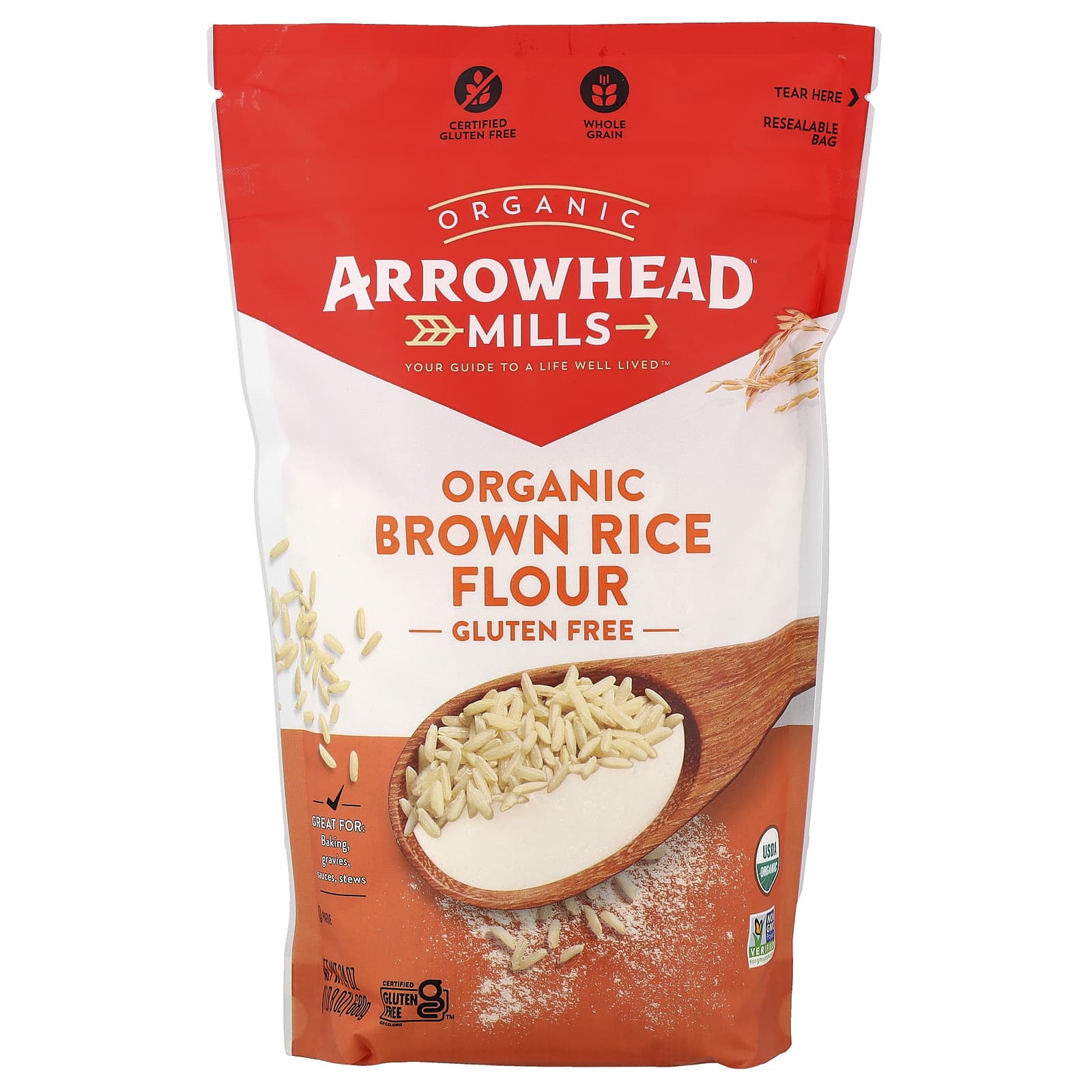 Organic Brown Rice Flour by Arrowhead Mills, 24 oz, Gluten Free - Image 1