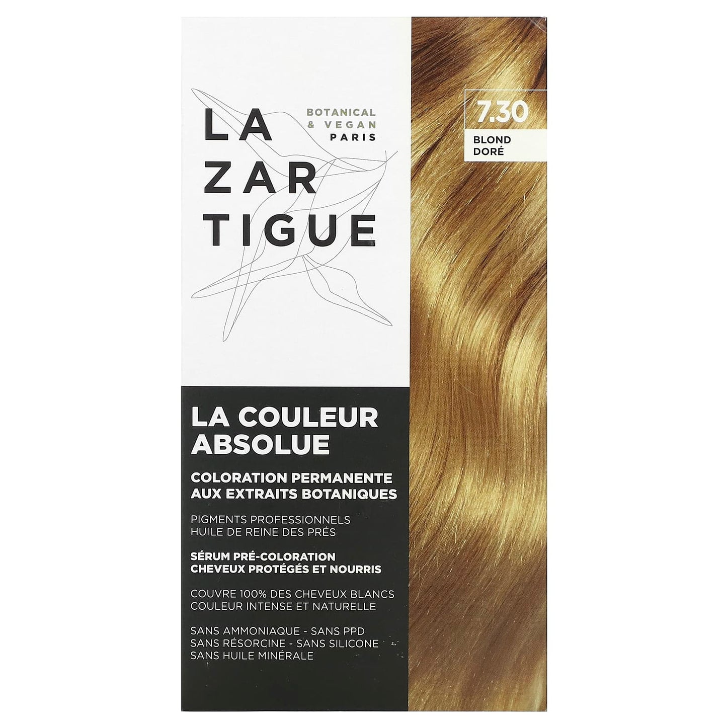 Lazartigue, Permanent Haircolor with Botanical Extracts, 7.30 Golden Blond, 1 Application - Image 1