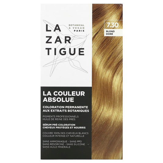Lazartigue, Permanent Haircolor with Botanical Extracts, 7.30 Golden Blond, 1 Application - Image 1