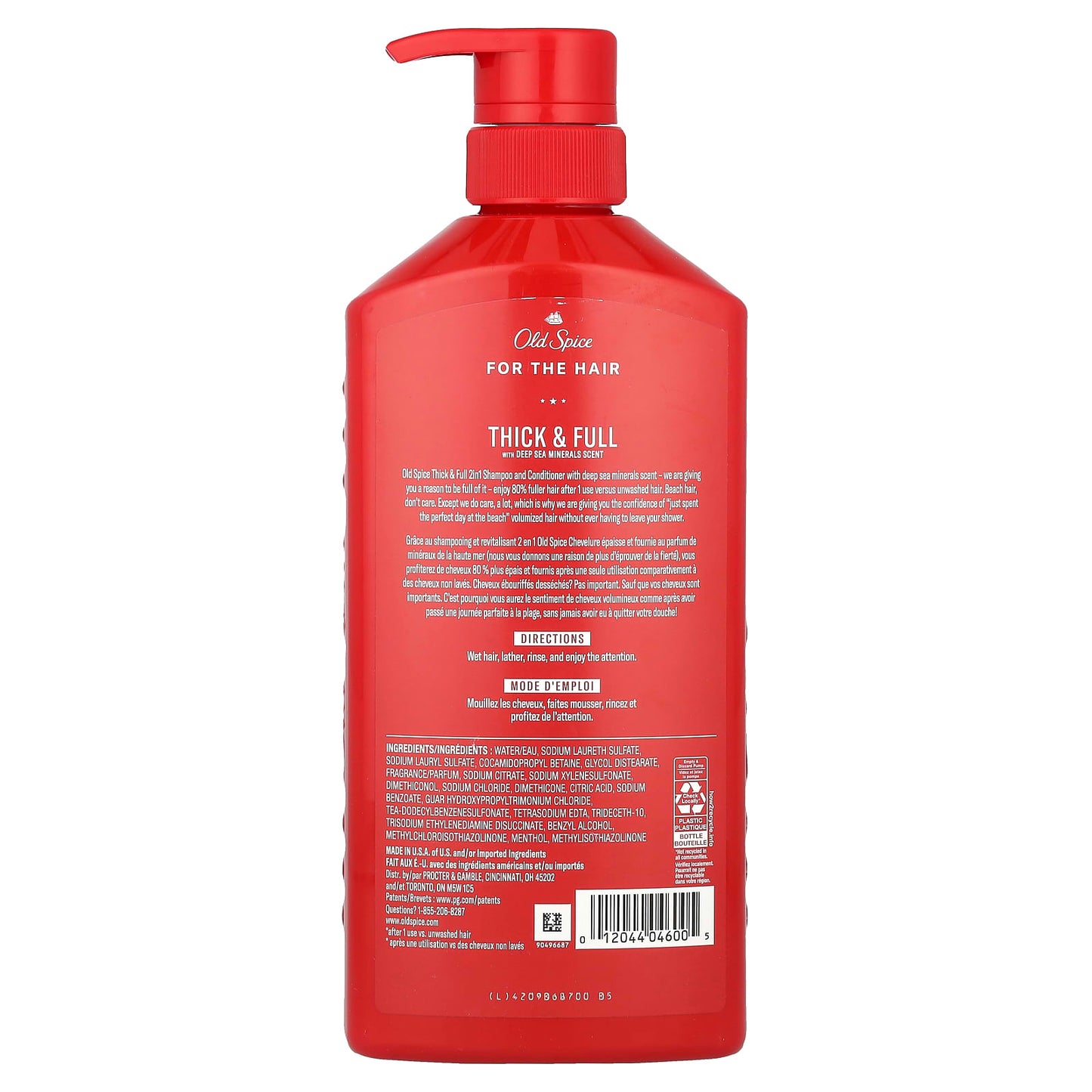 Old Spice, 2 in 1 Shampoo & Conditioner, Thick & Full, Deep Sea Minerals, 21.9 fl oz (650 ml) - Image 2