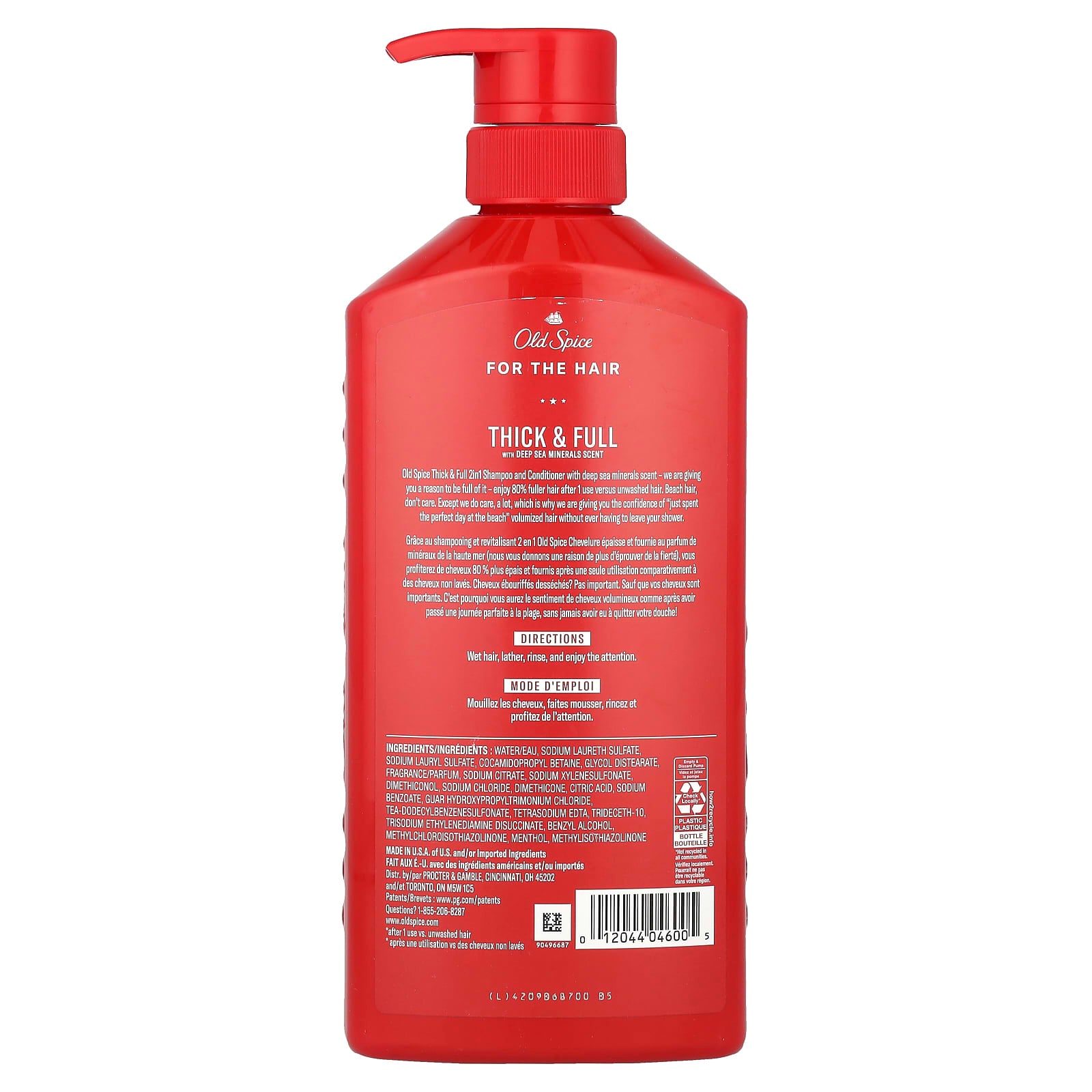 Old Spice, 2 in 1 Shampoo & Conditioner, Thick & Full, Deep Sea Minerals, 21.9 fl oz (650 ml) - Image 2