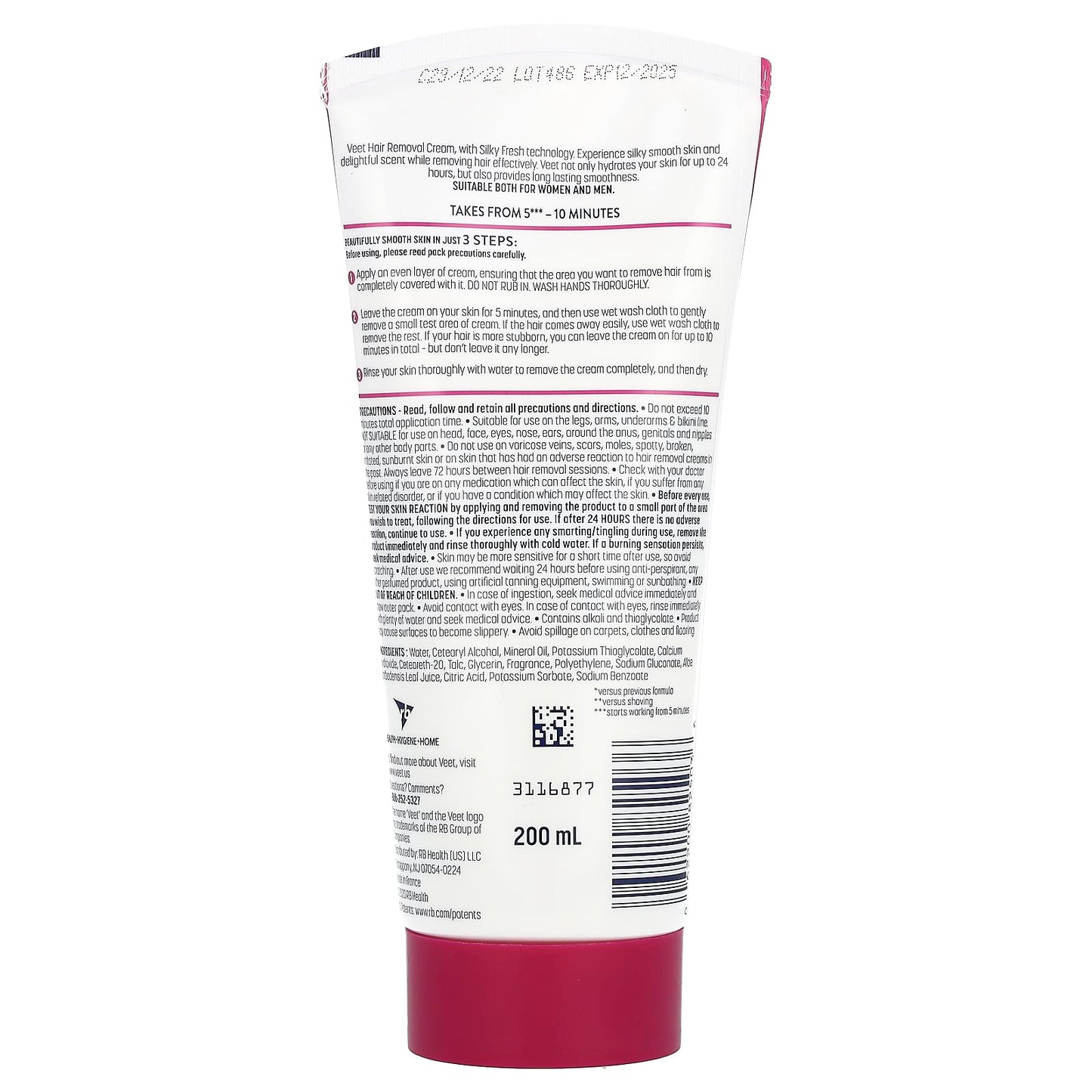 Veet, Sensitive Gel Cream Hair Remover, Aloe & Violet Blossom Fresh, 6.78 fl oz (200 ml) - Image 2