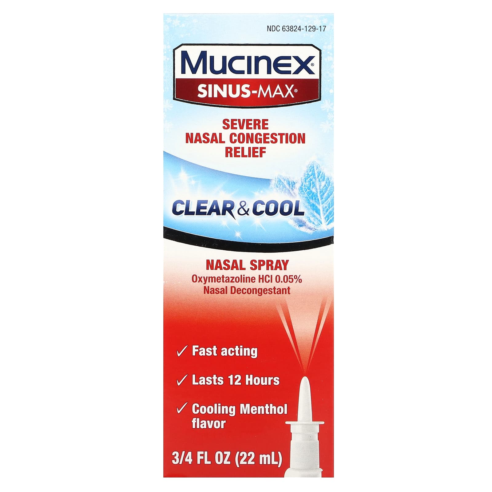 Mucinex, Sinus-Max, Severe Nasal Congestion Relief, Clear & Cool, 0.75 fl oz (22 ml) - Image 2