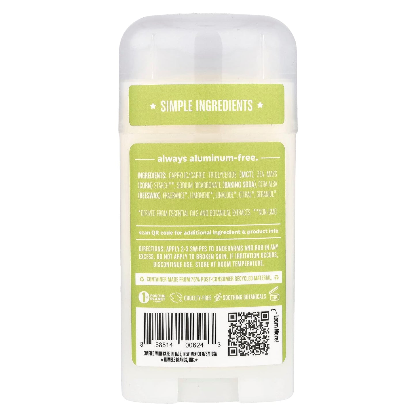 Humble Brands Bergamot & Ginger Deodorant, 2.5 oz, Cruelty-Free & Natural - Image 2