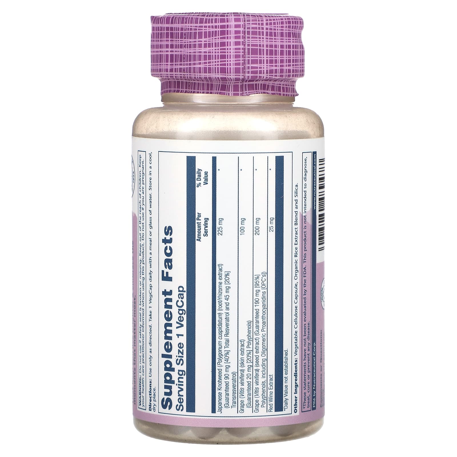 Solaray, Vital Extracts, Resveratrol Japanese Knotweed, 225 mg, 60 VegCaps - Image 2