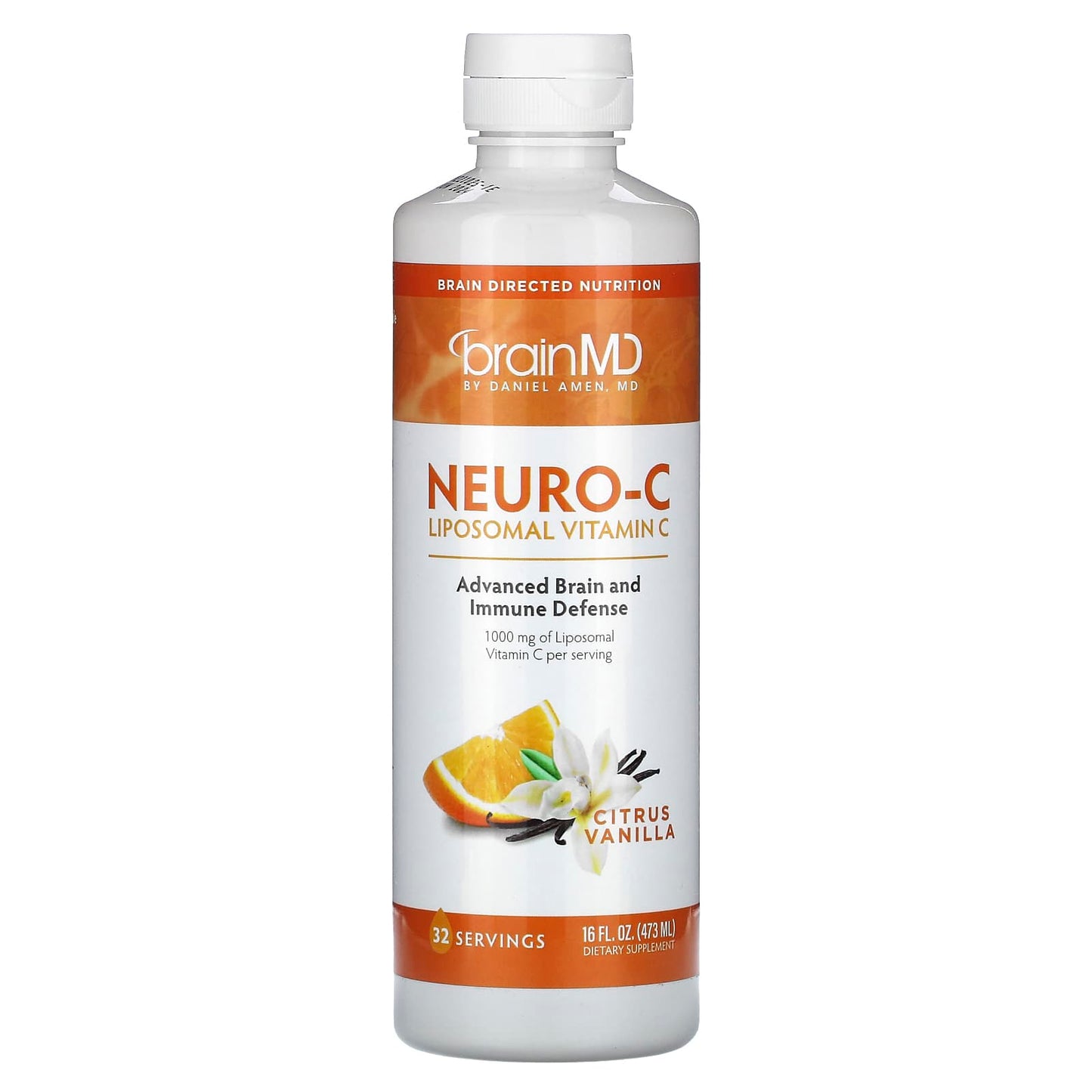 <BrainMD Neuro-C> Citrus Vanilla, 16 fl oz - Advanced Brain Defense Supplement - Image 1
