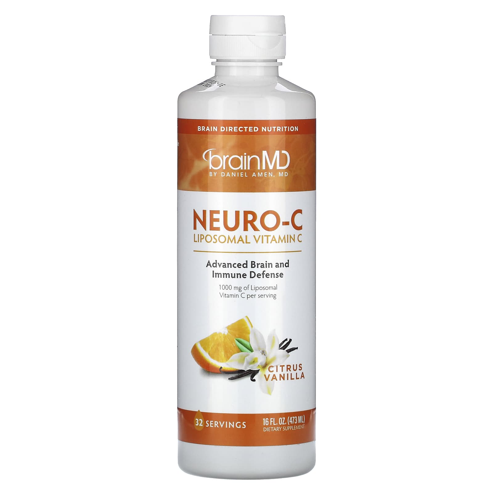 <BrainMD Neuro-C> Citrus Vanilla, 16 fl oz - Advanced Brain Defense Supplement - Image 1