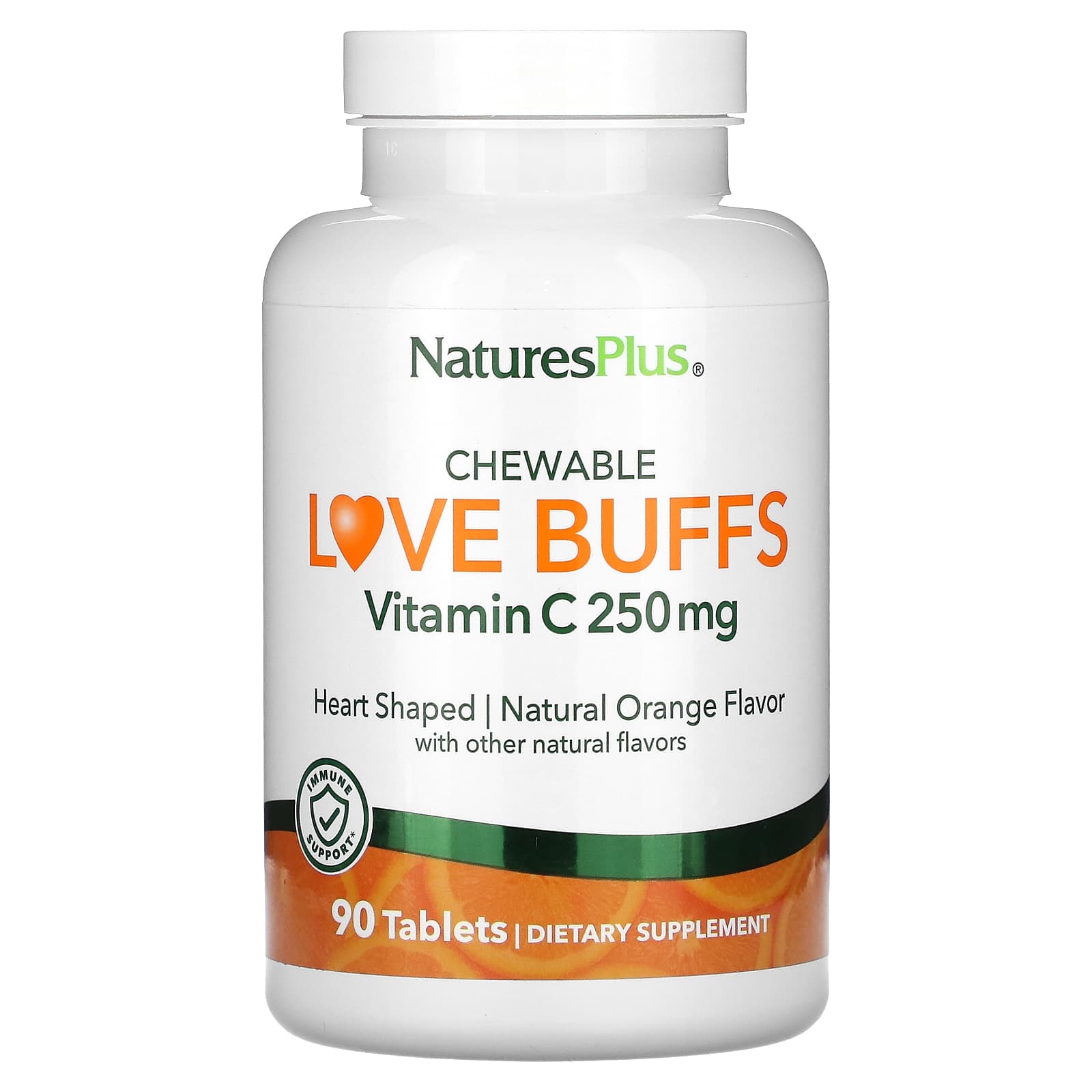 NaturesPlus, Chewable Love Buffs, Vitamin C, Natural Orange , 250 mg, 90 Tablets - Image 1