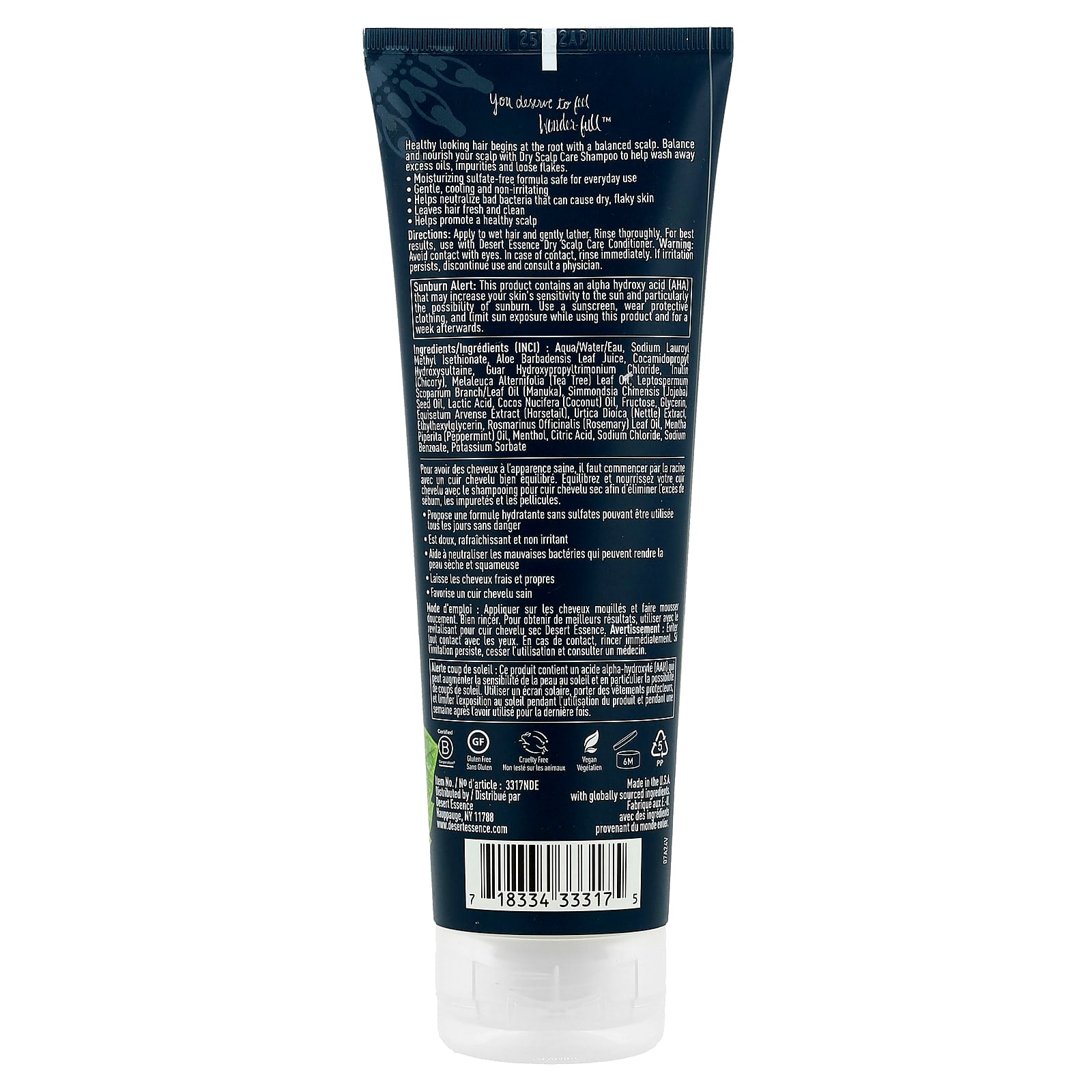 Desert Essence Dry Scalp Care Shampoo, 8 fl oz - Gluten-Free, Vegan - Image 2