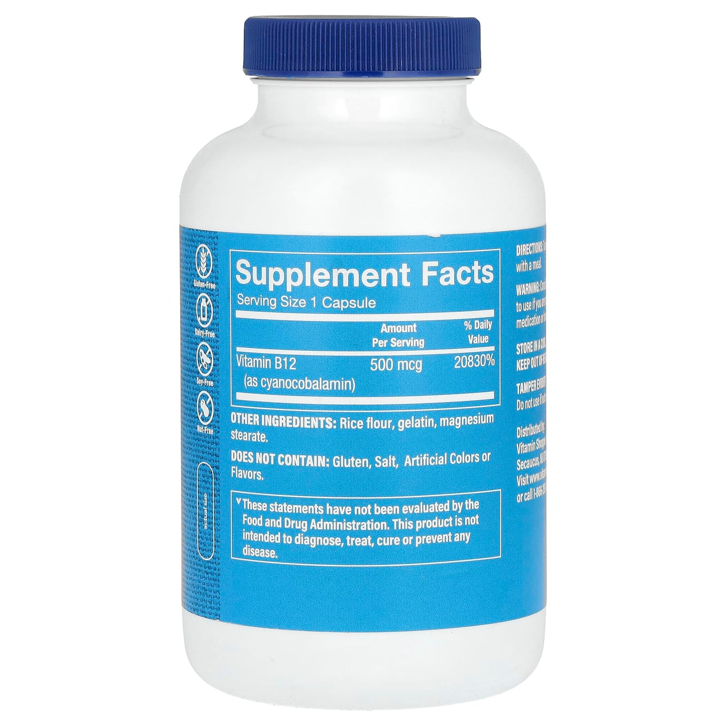 The Vitamin Shoppe, Vitamin B12, 500 mcg, 300 Capsules - Image 2