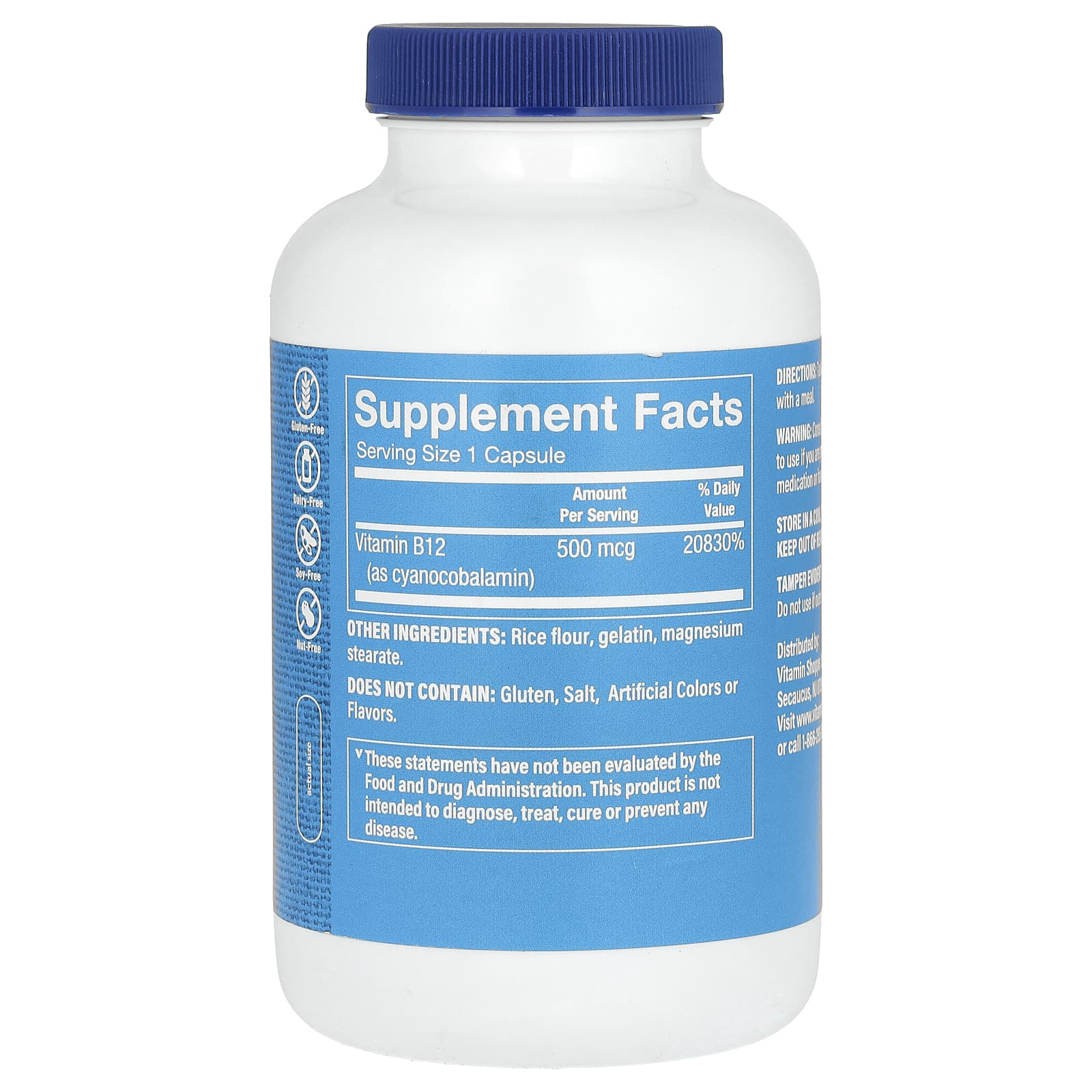 The Vitamin Shoppe, Vitamin B12, 500 mcg, 300 Capsules - Image 2