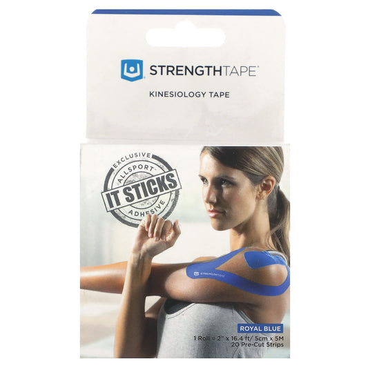 Strengthtape, Kinesiology Tape, Royal Blue, 20 Pre-Cut Strips - Image 1