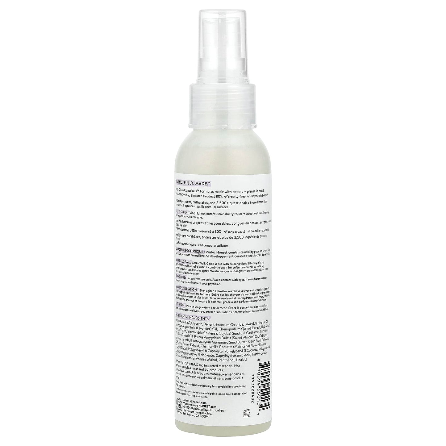 The Honest Company, Calm, Conditioning Detangler, Lavender, 4 fl oz (118 ml) - Image 2
