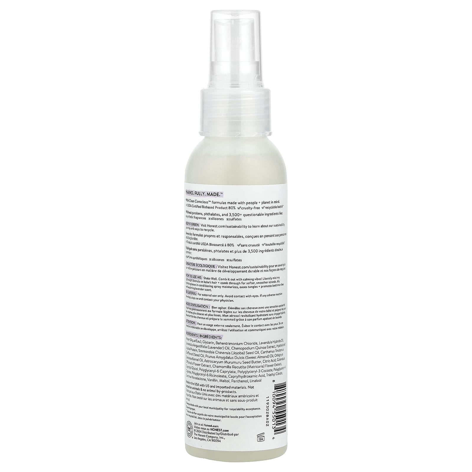 The Honest Company, Calm, Conditioning Detangler, Lavender, 4 fl oz (118 ml) - Image 2