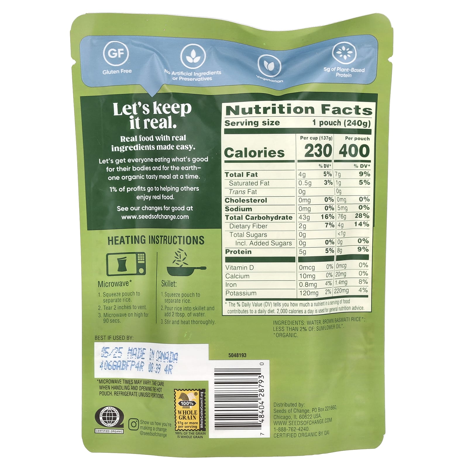 Seeds of Change, Organic Brown Basmati Rice, 8.5 oz (240 g) - Image 2