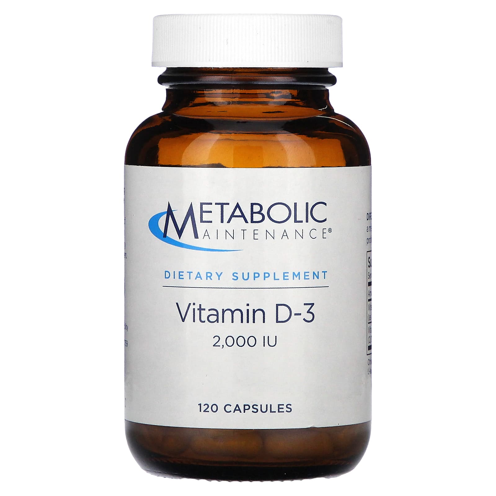 Metabolic Maintenance, Vitamin D-3, 2,000 IU, 120 Capsules - Image 1
