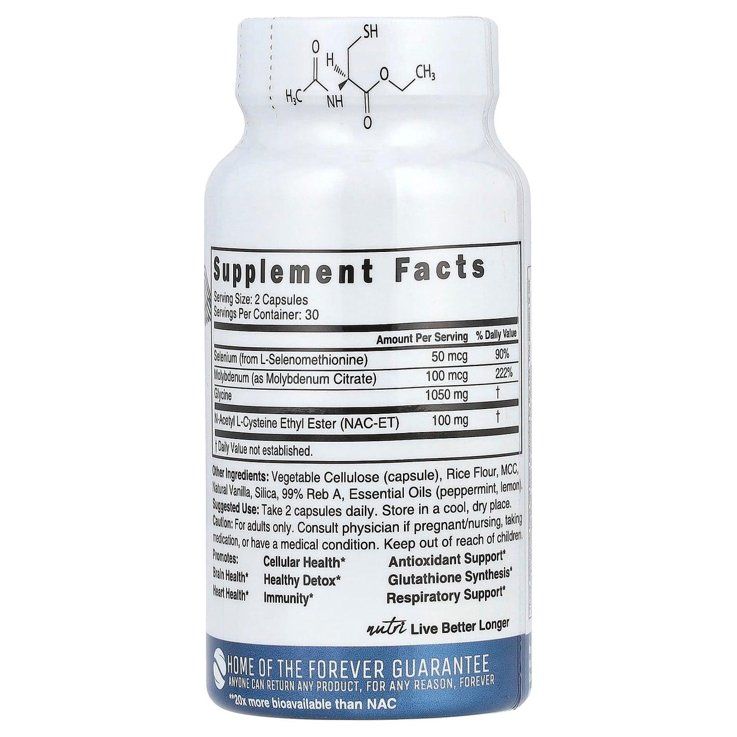Nutri, NEURO-NAC™, Glycine & NAC Ethyl Ester, 60 Vegan Capsules - Image 2