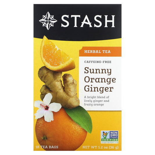 Stash Tea, Herbal Tea, Sunny Orange Ginger, Caffeine-Free, 18 Tea Bags,1.2 oz (36 g) - Image 1