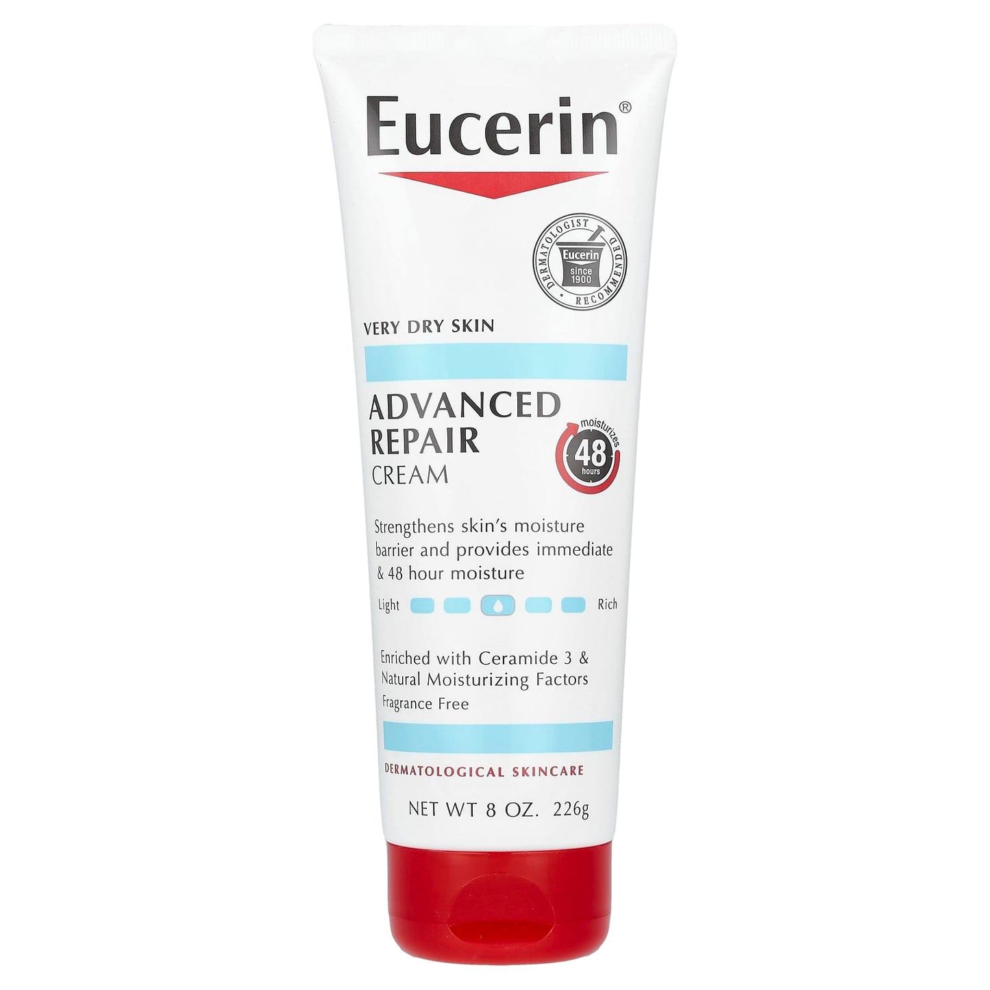 Eucerin Advanced Repair Cream, Fragrance Free, 8 oz, Dermatologist Recommended - Image 1