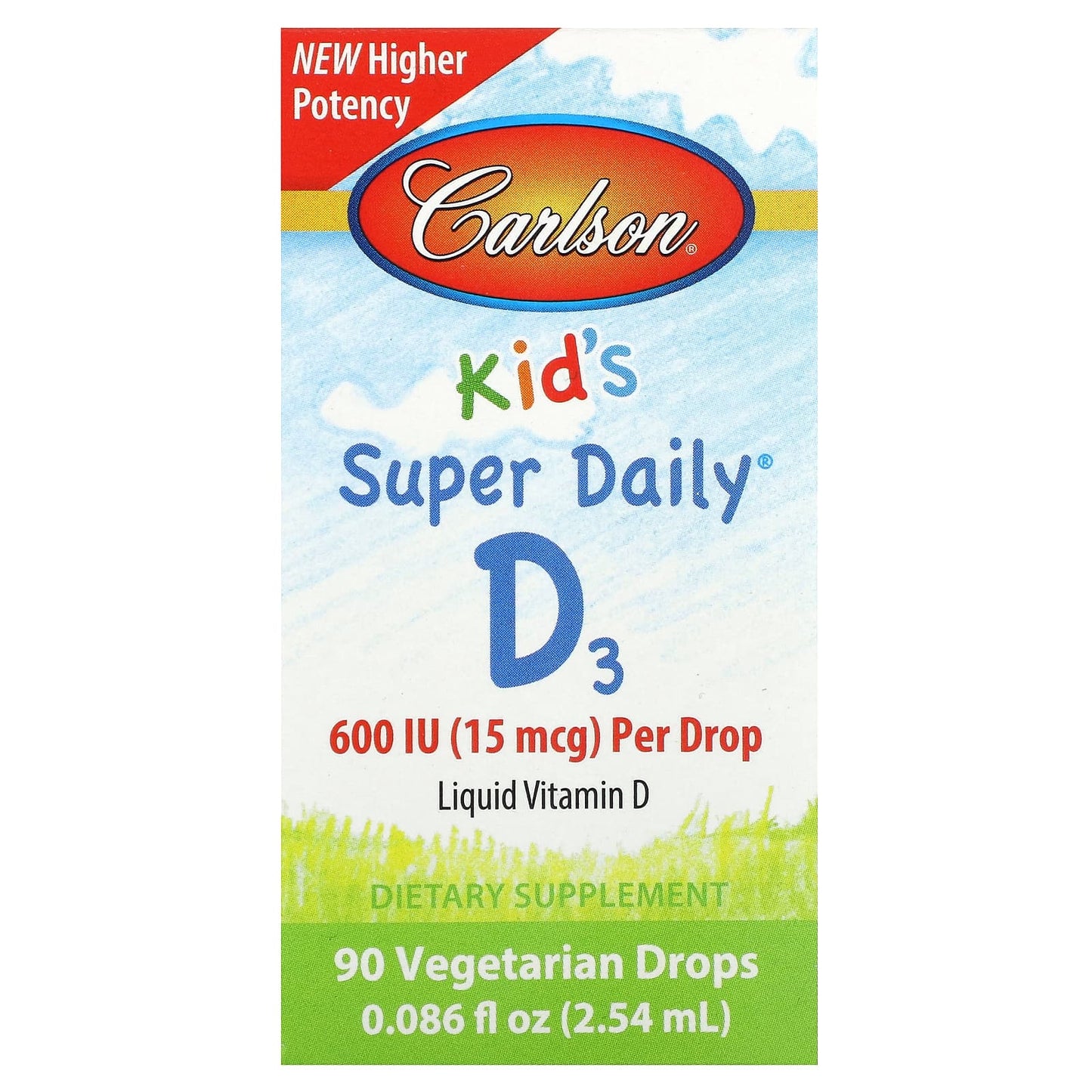 Carlson Kid's Super Daily Vitamin D3 Liquid Drops, 600 IU, 90 Drops - Image 1