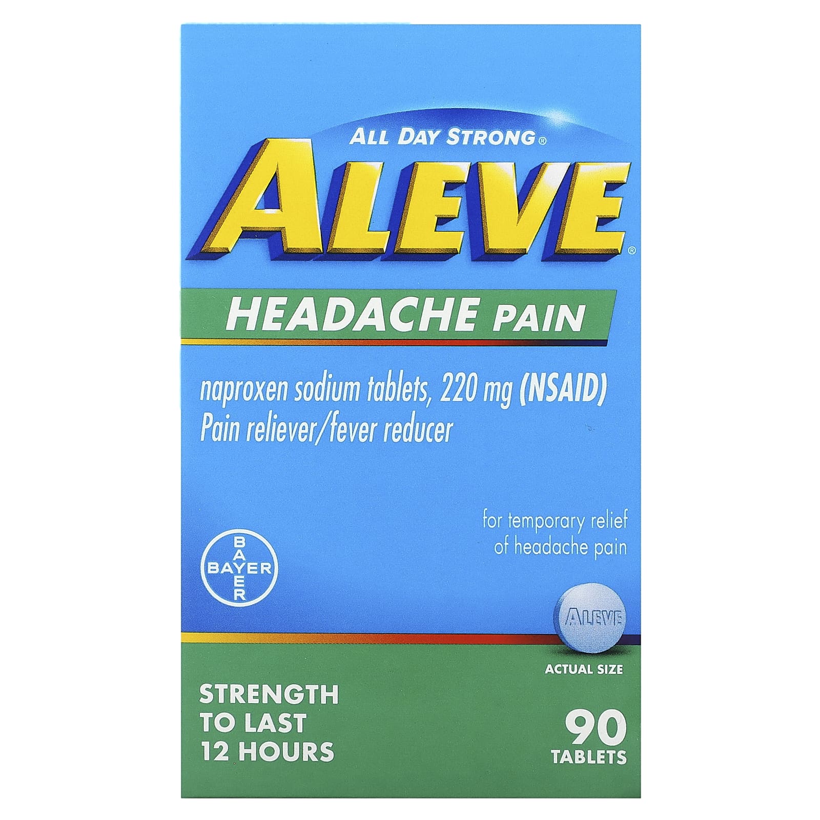 Aleve Headache Pain Relief 220mg Tablets - Fast and Long-Lasting - Image 1